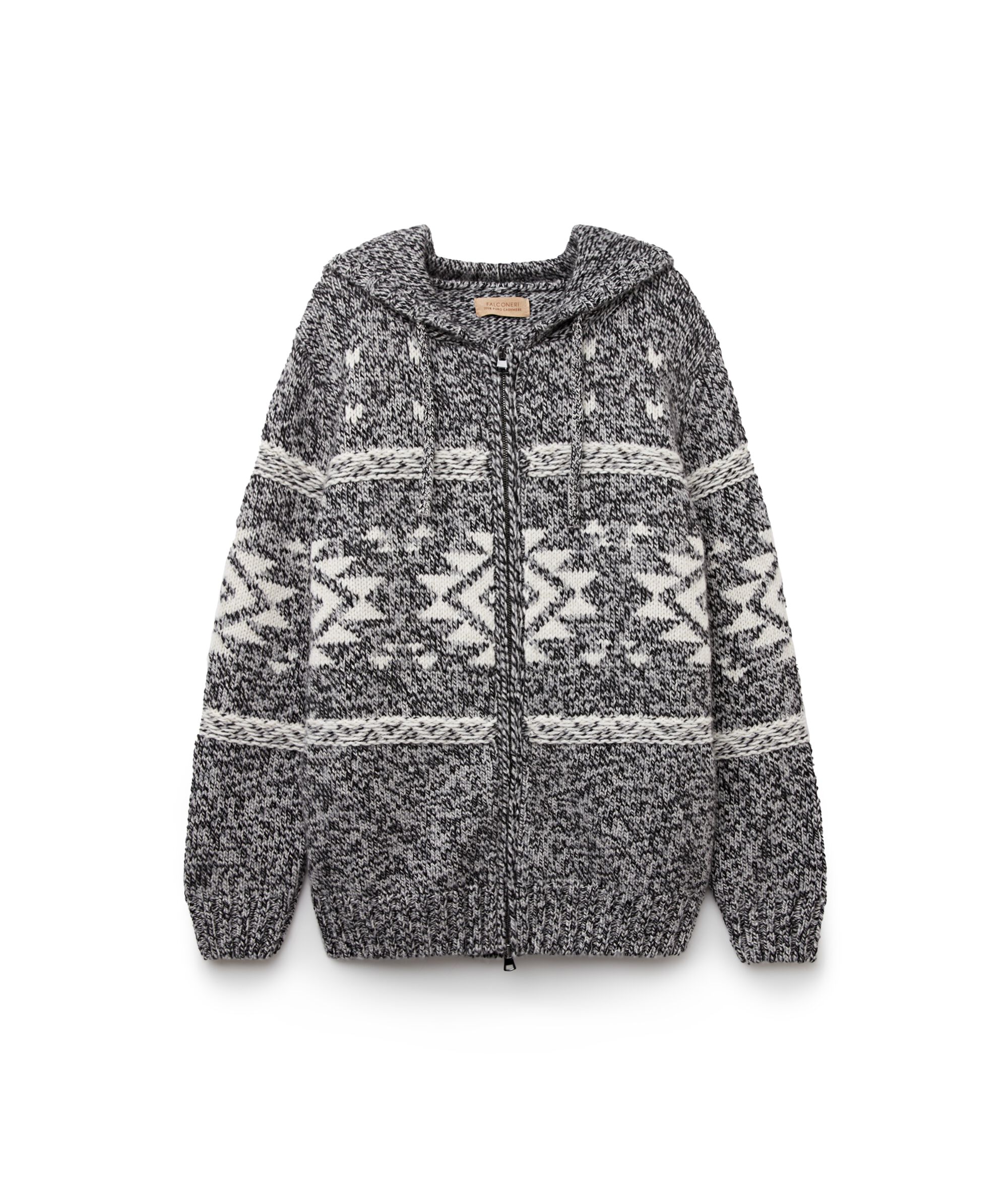Ultrasoft Cashmere Sweatshirt with Zip and Mouliné Jacquard Workmanship