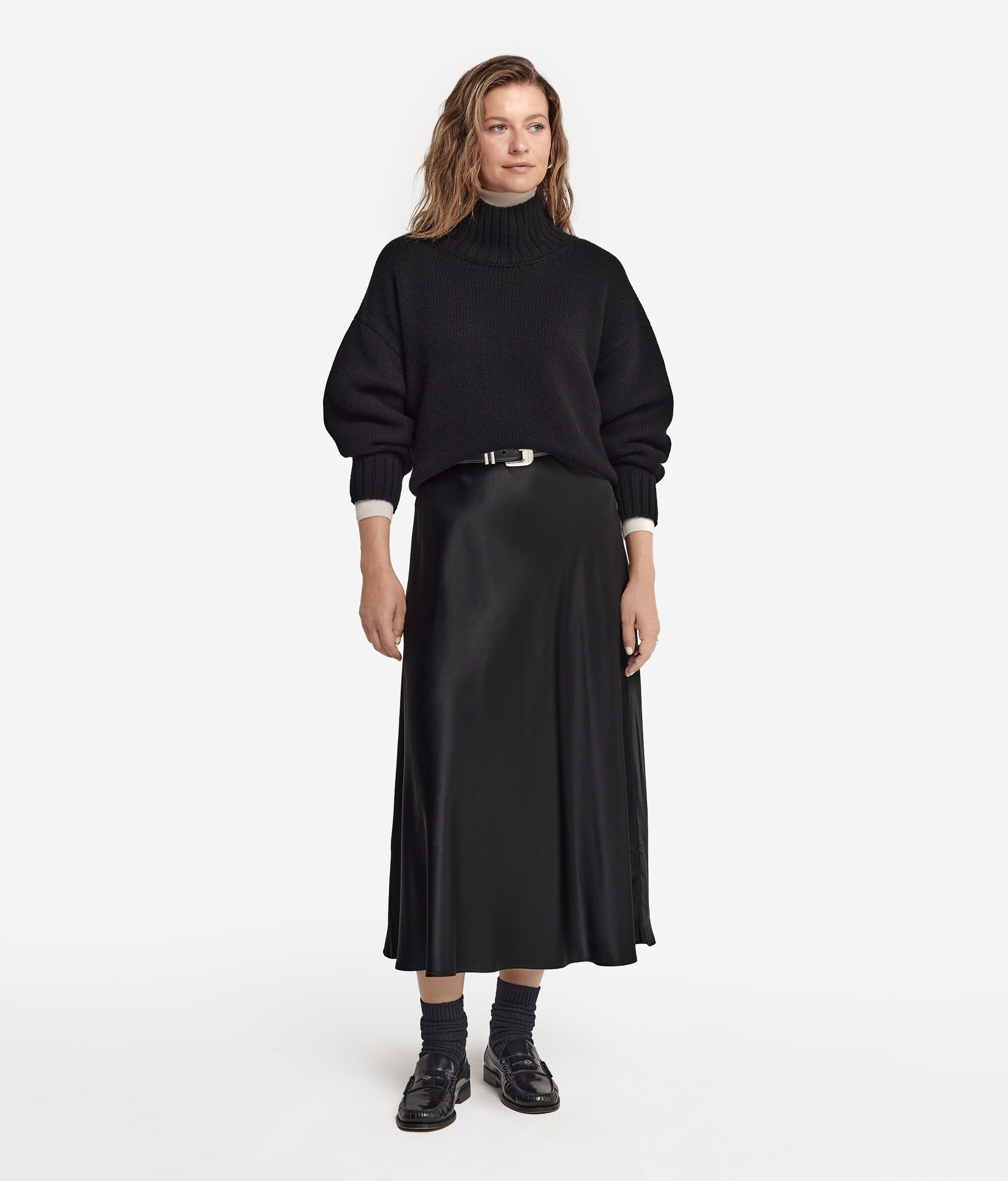 Cashmere Tricot Funnel-Neck Jumper