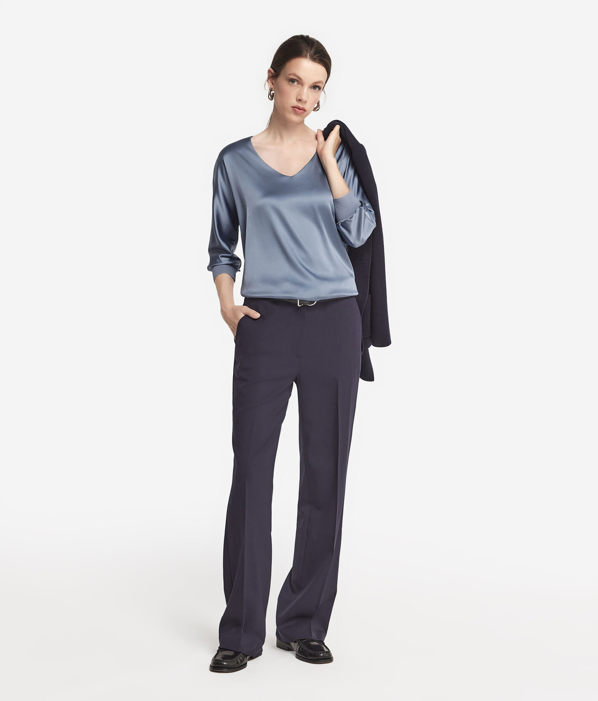 Blusa Scollo a V in Seta