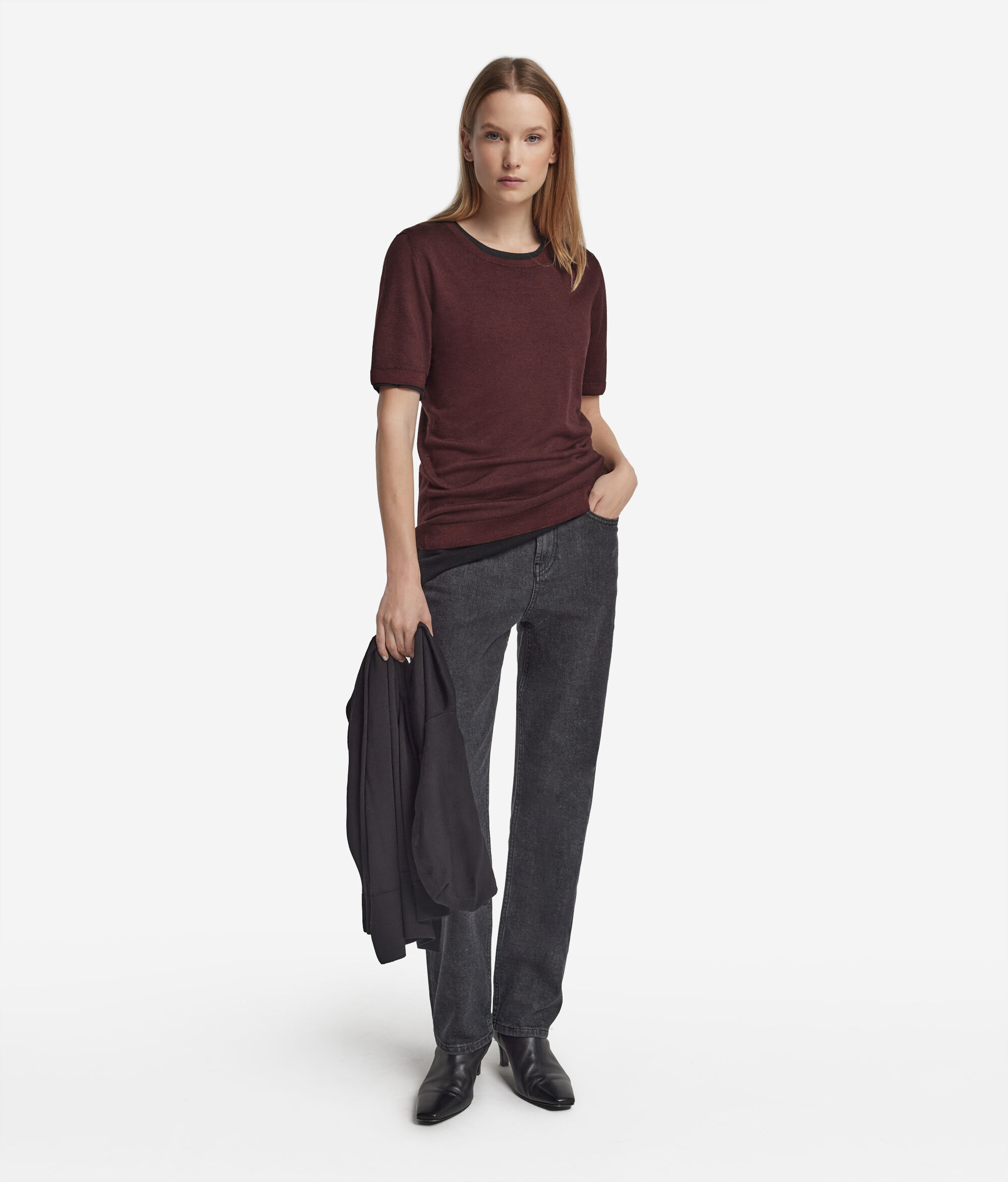 Short-Sleeved Round-Neck Ultrafine Cashmere Top