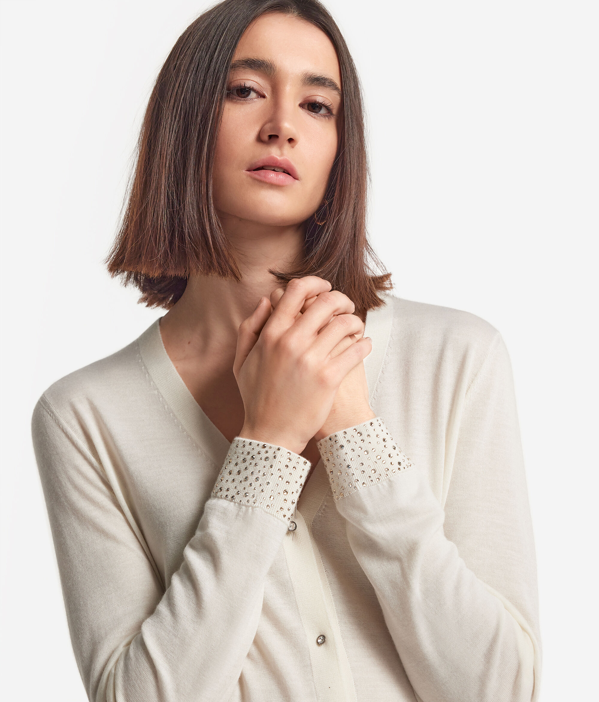Ultrafine Cashmere Sweater with Rhinestones