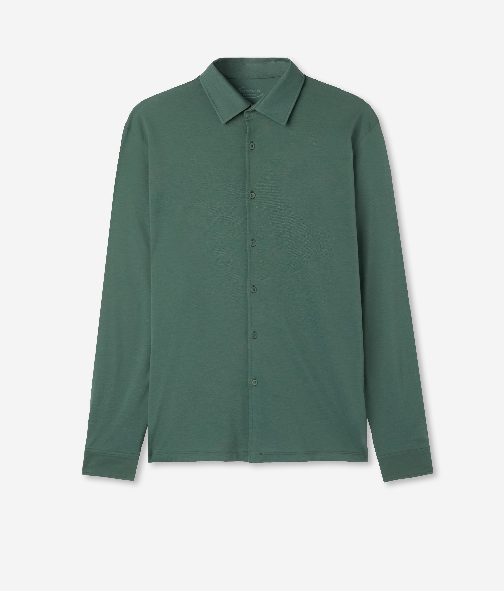 Camicia a Maniche Lunghe in Piquet di Cotone Seta
