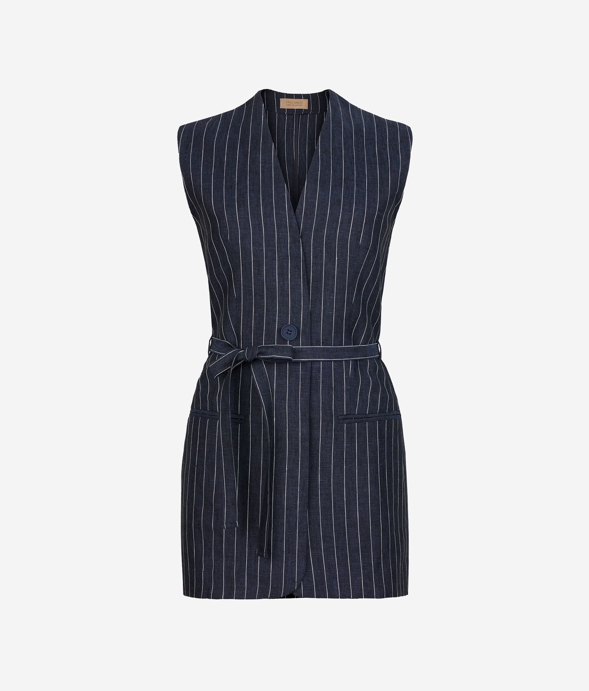 Pinstriped linen vest