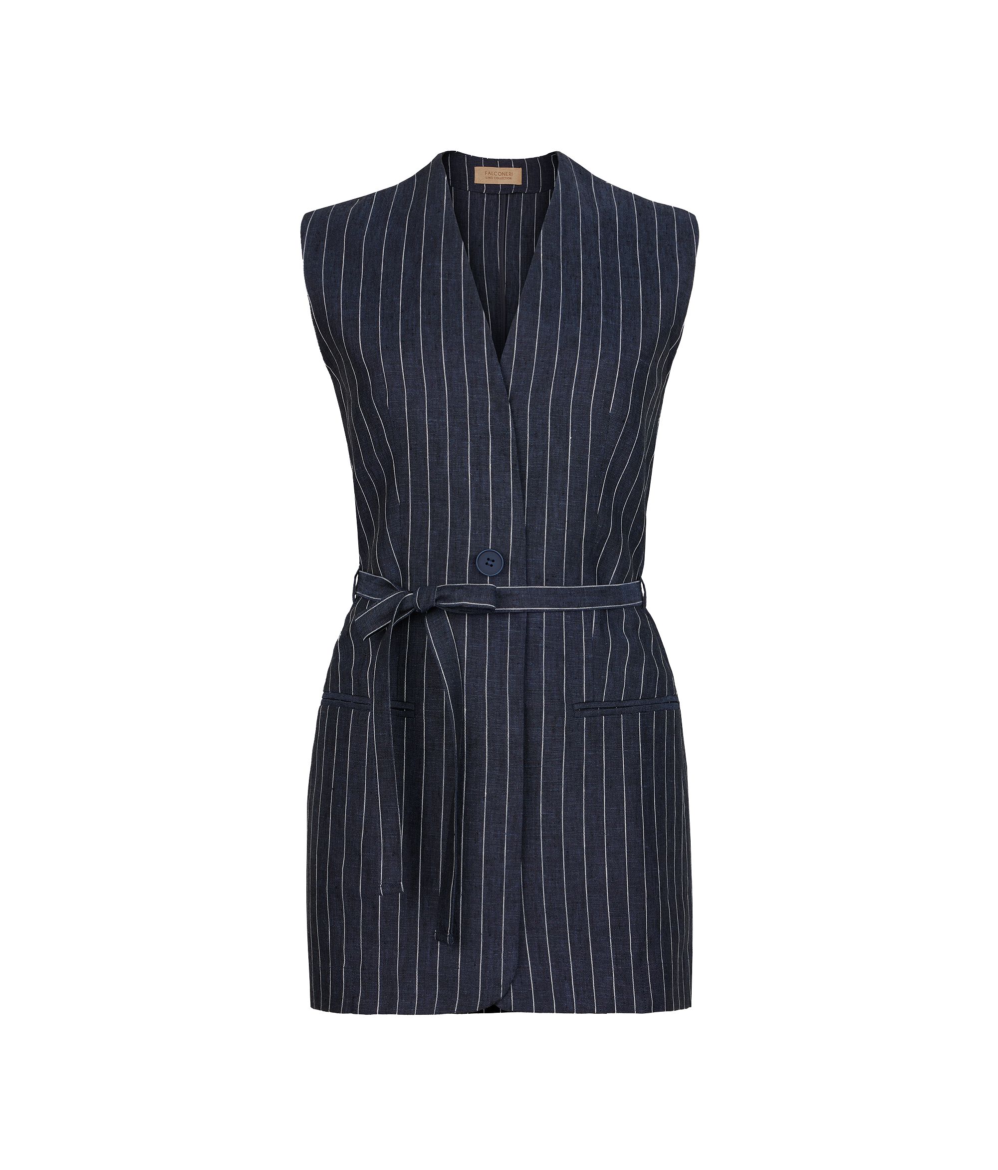 Pinstriped linen vest