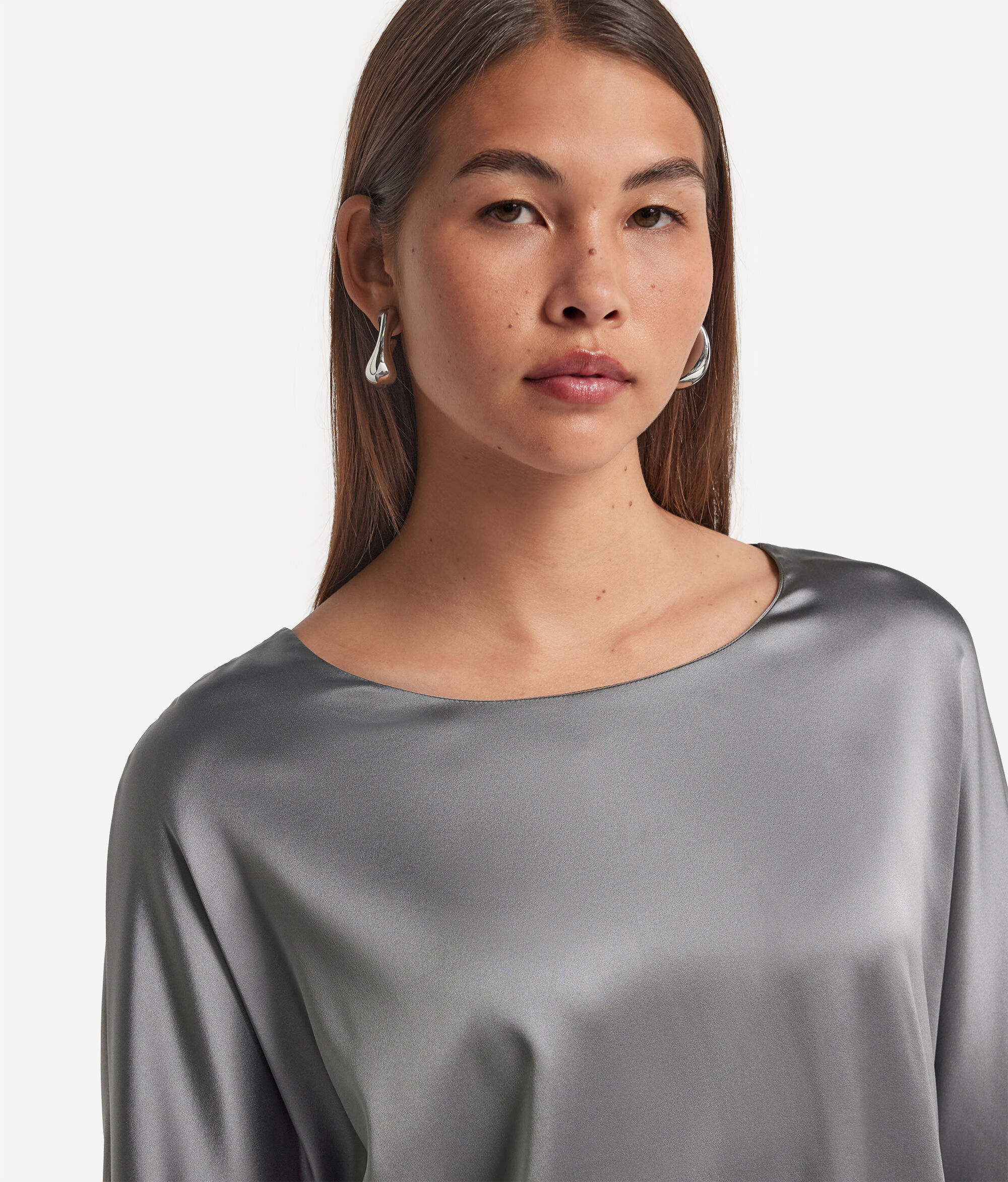 Round-Neck Silk Satin Jumper