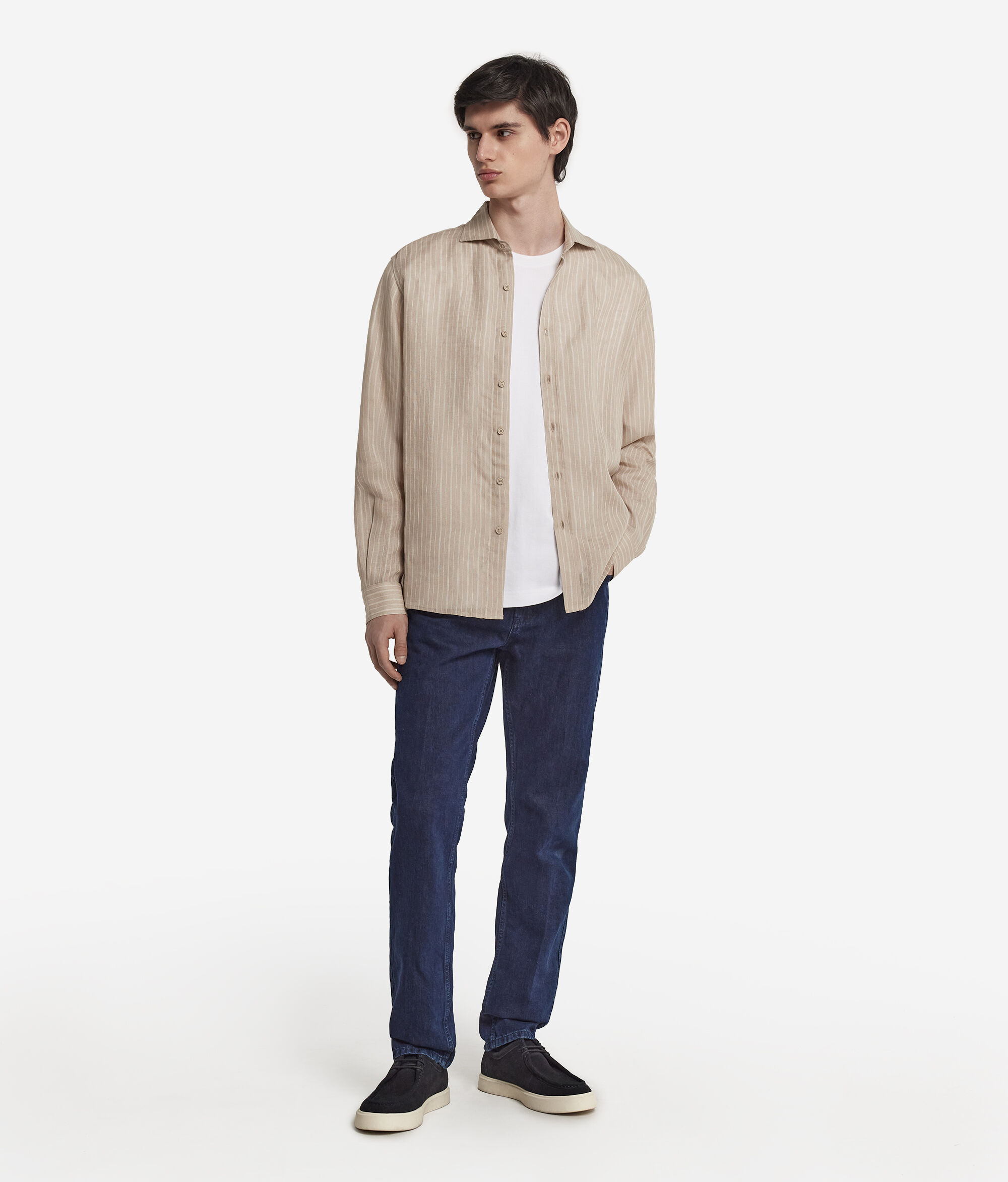 Camisa às Riscas em Linho