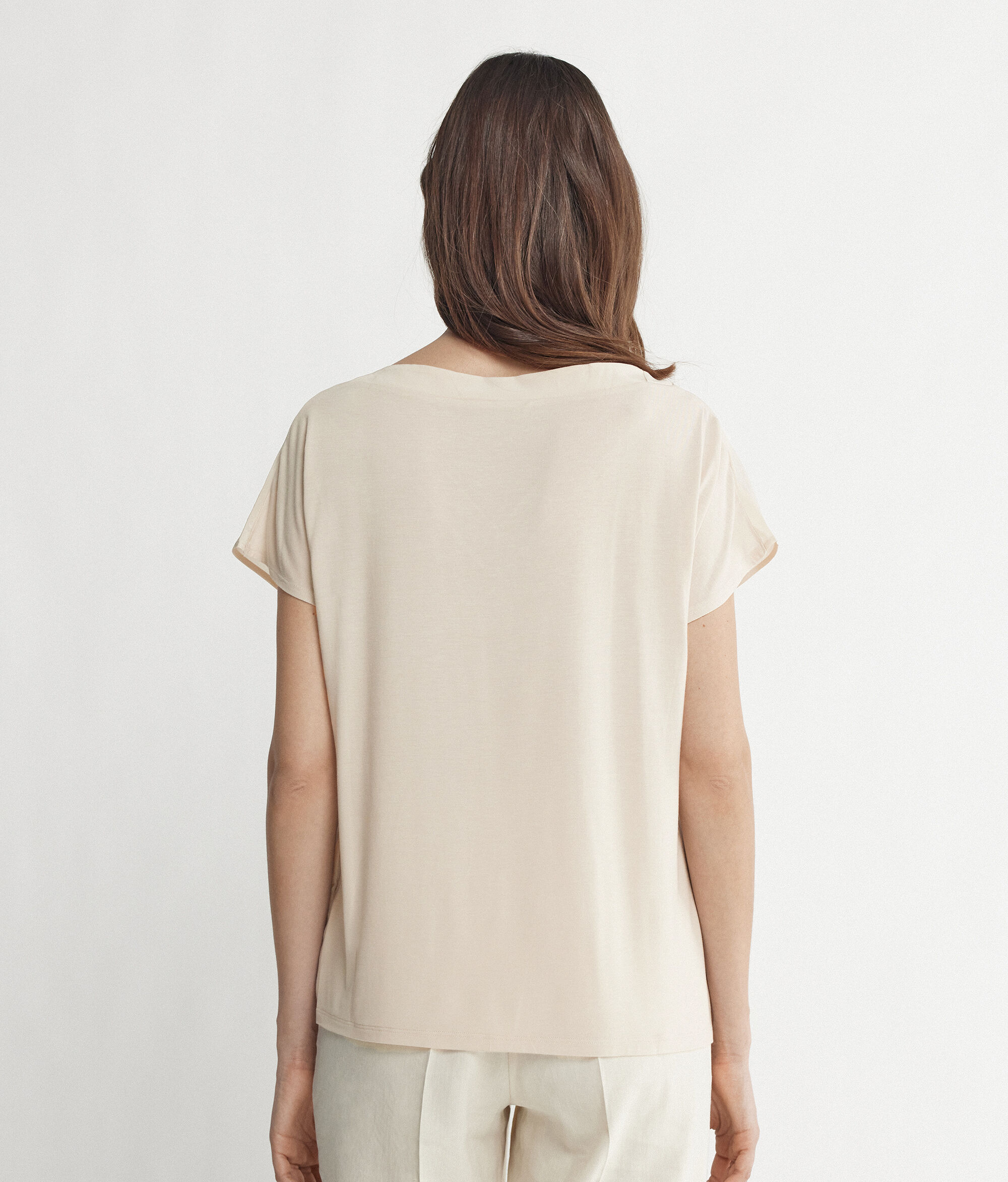 Silk V-Neck Kimono T-Shirt