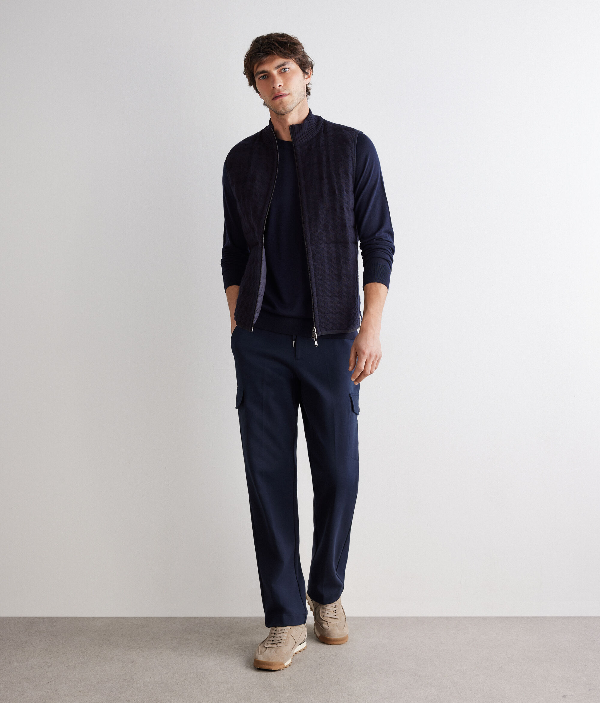 Colete acolchoado tricotado em Caxemira Ultrafine