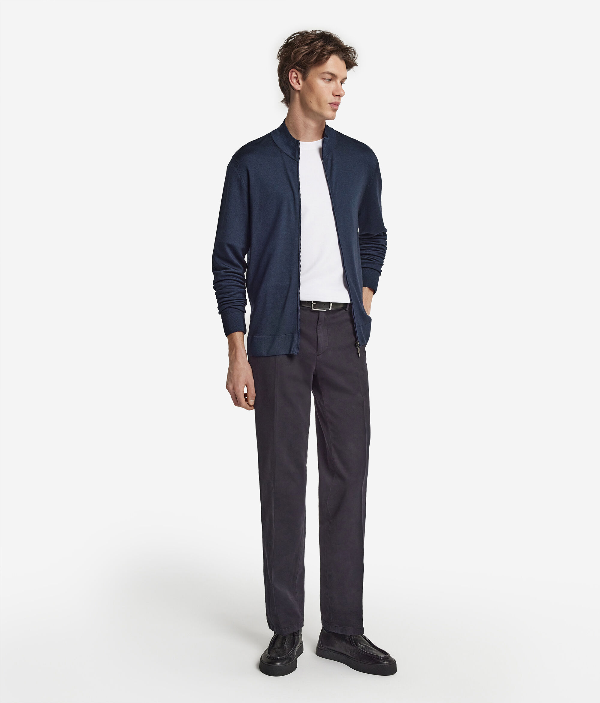 Cardigan con zip in Cashmere Ultrafine