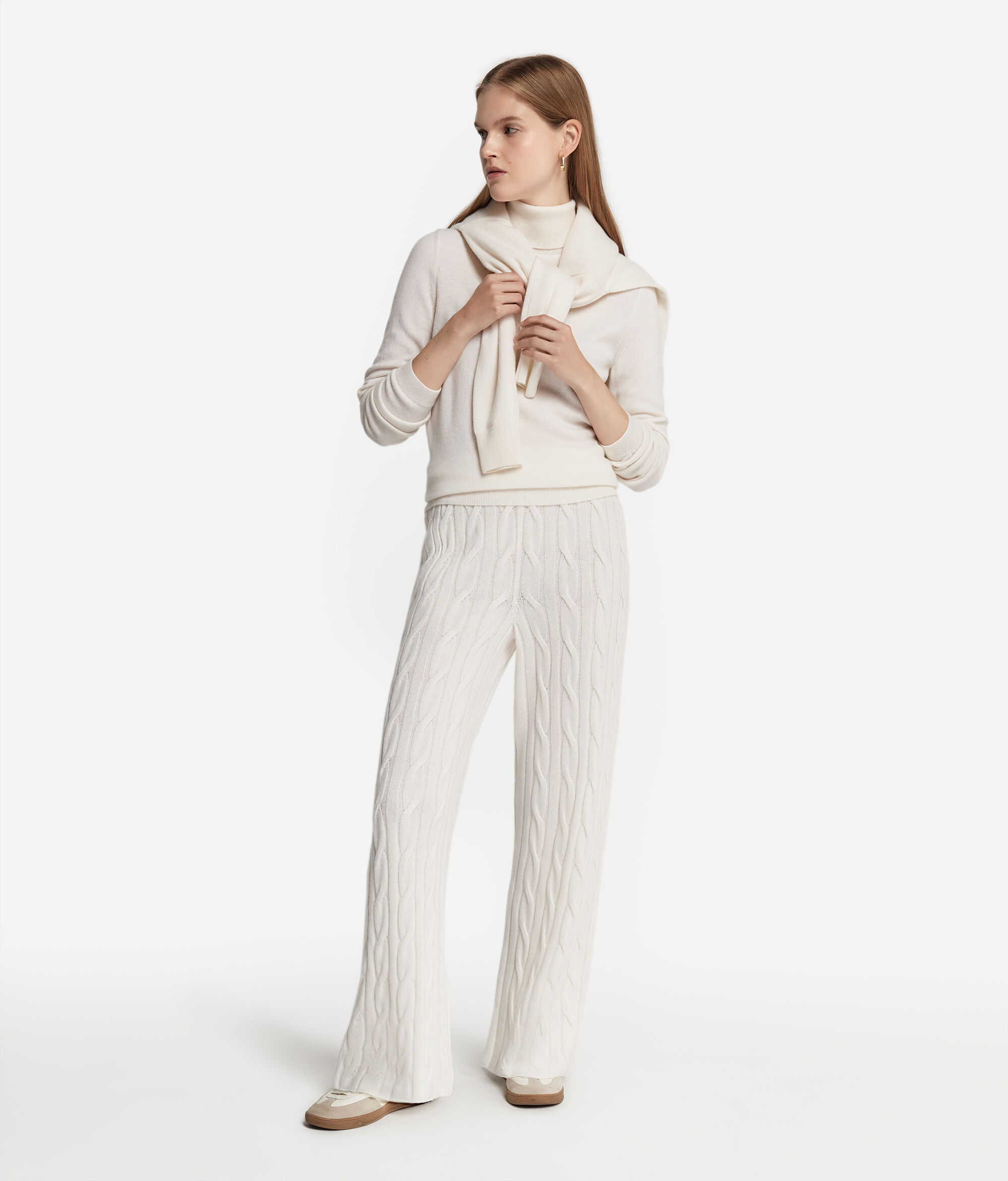 Pantaloni cu Model Împletit din Cașmir Ultrasoft