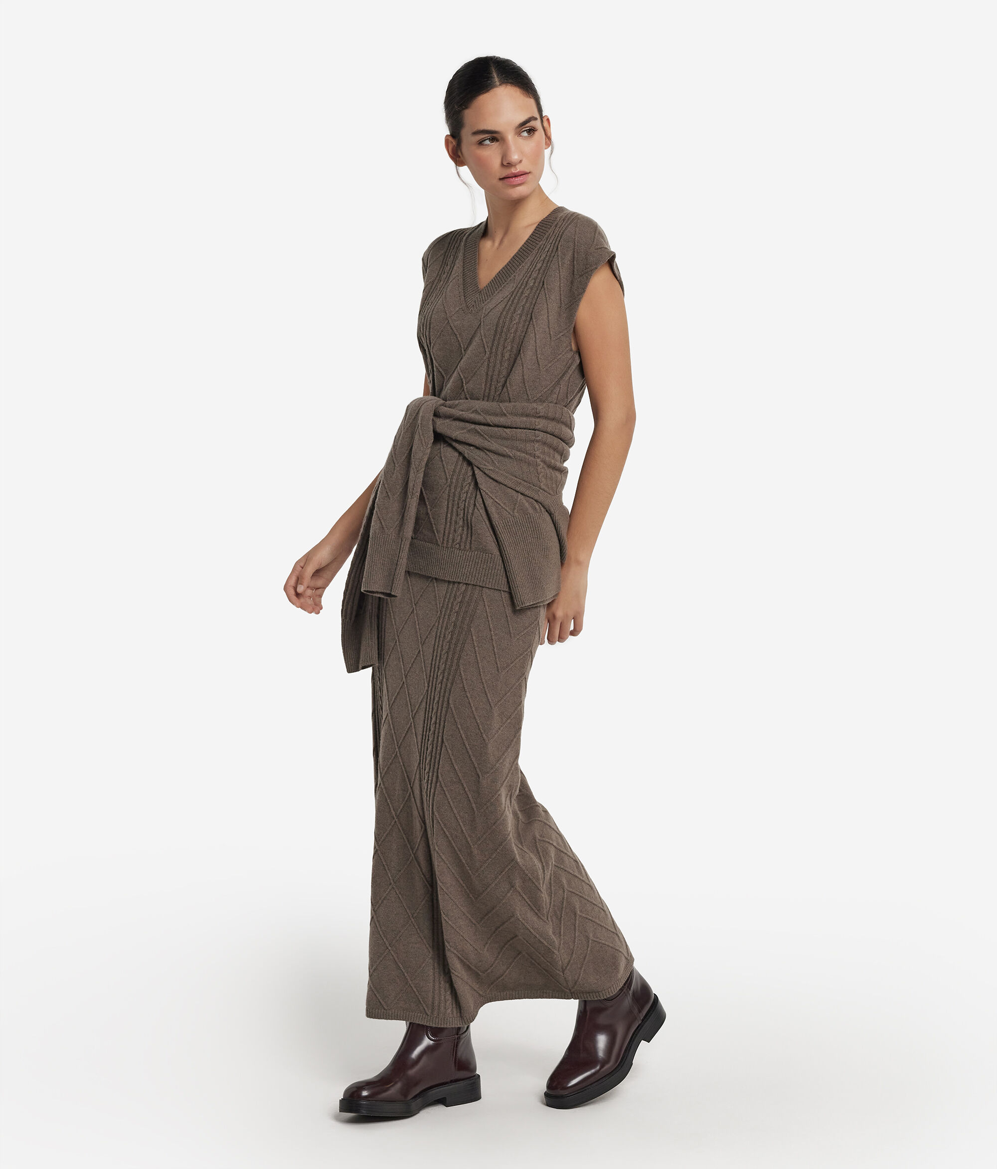 Maxi-Pullunder mit V-Ausschnitt aus Kaschmir Ultrasoft