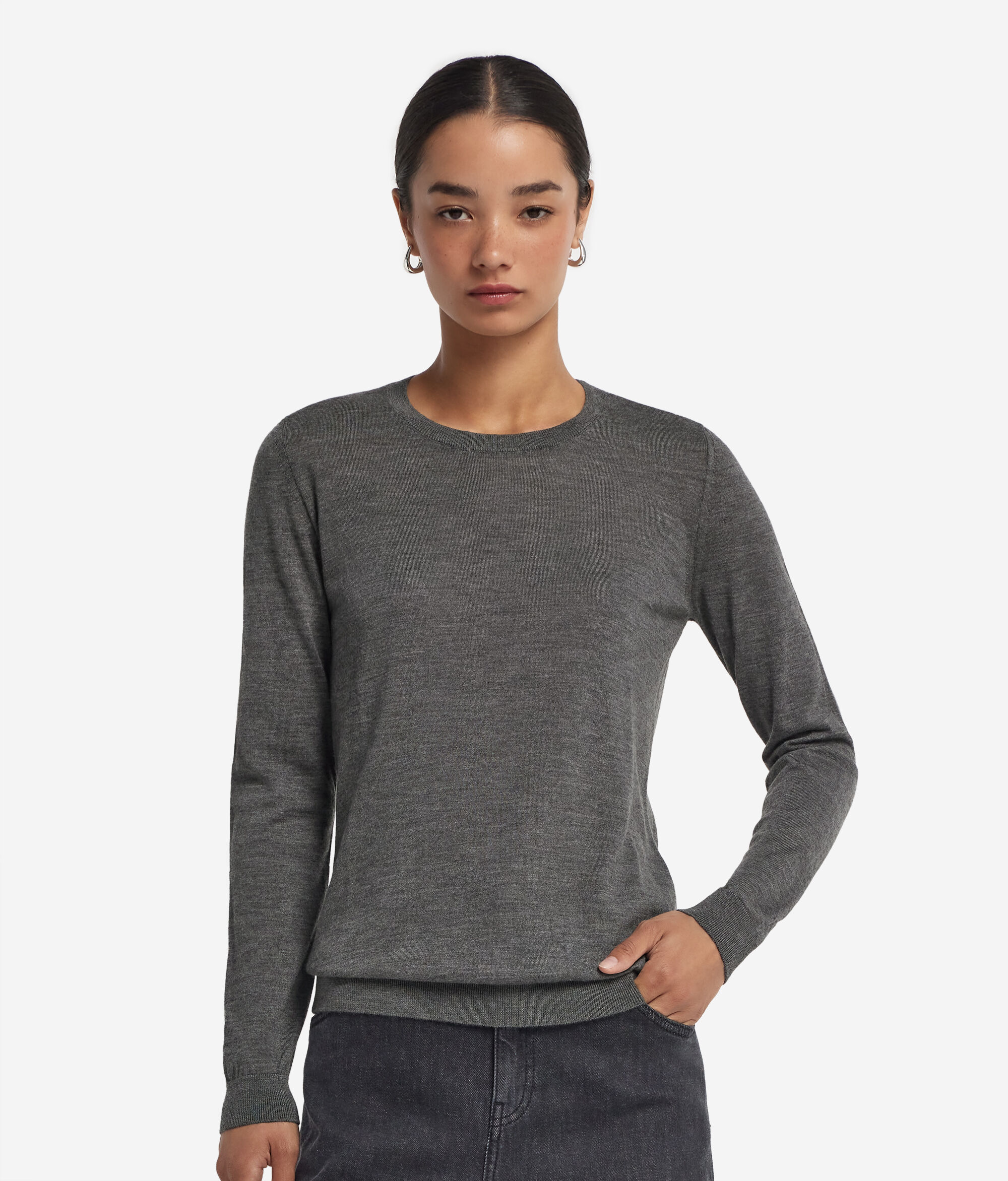 Pull femme à col rond en cachemire ultra-fin