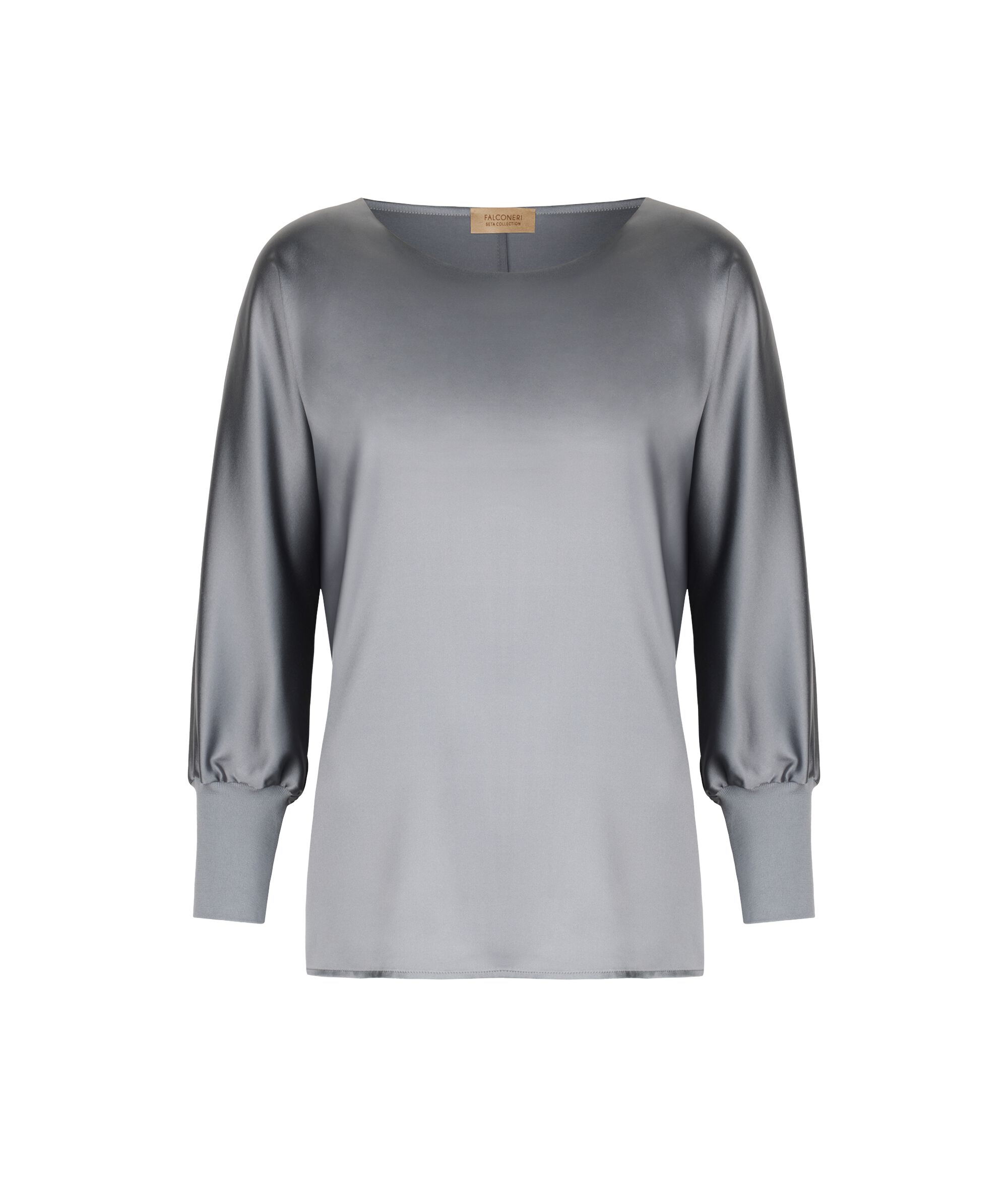 Round-Neck Silk Satin Jumper_9077