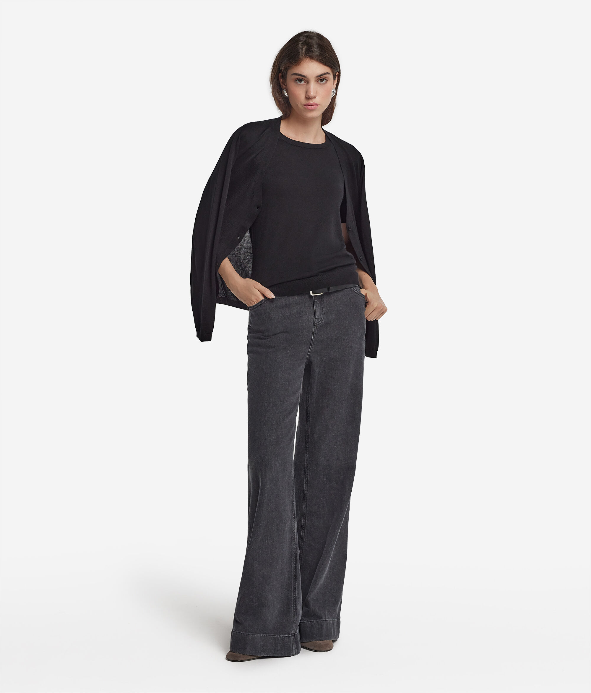 T-shirt com Decote Redondo Mangas curtas em Ultrafine Cashmere