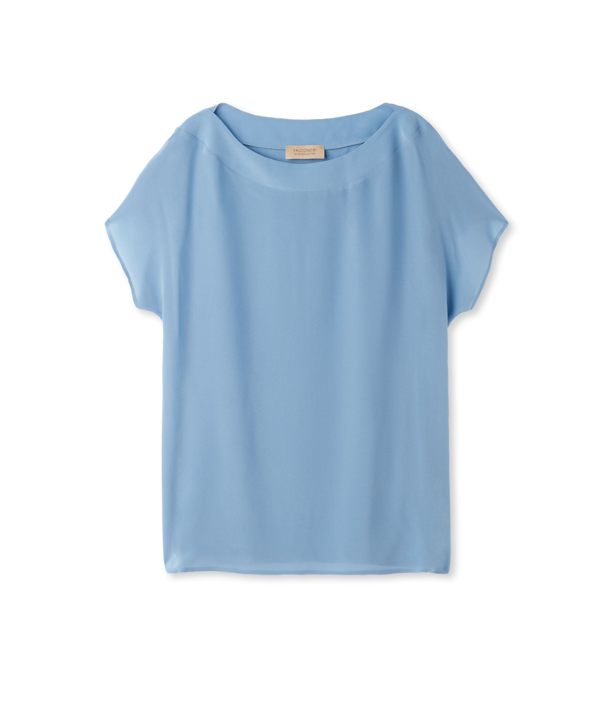 Camiseta con cuello barco de seda y modal