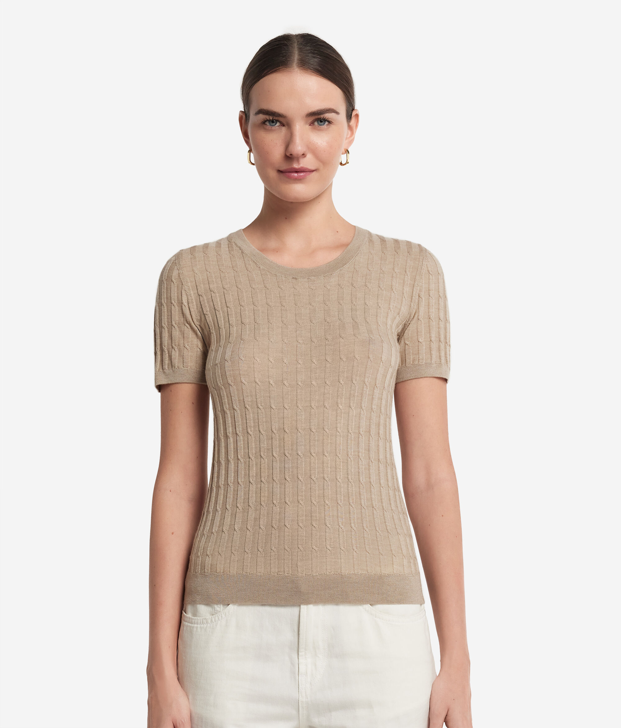 Maglia con Motivo a Treccina in Cashmere Ultrafine