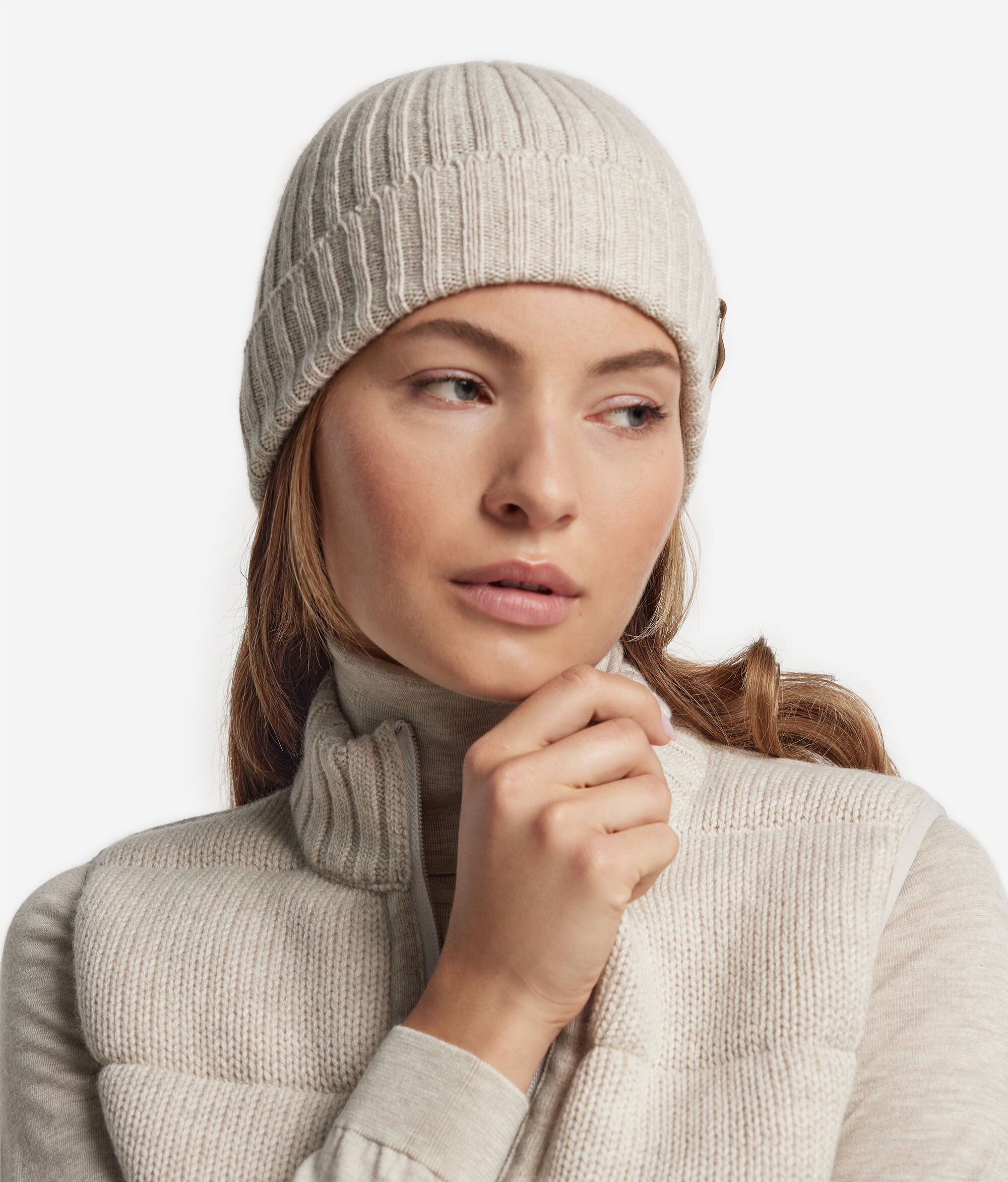 Gorro canelado em Caxemira Ultrasoft