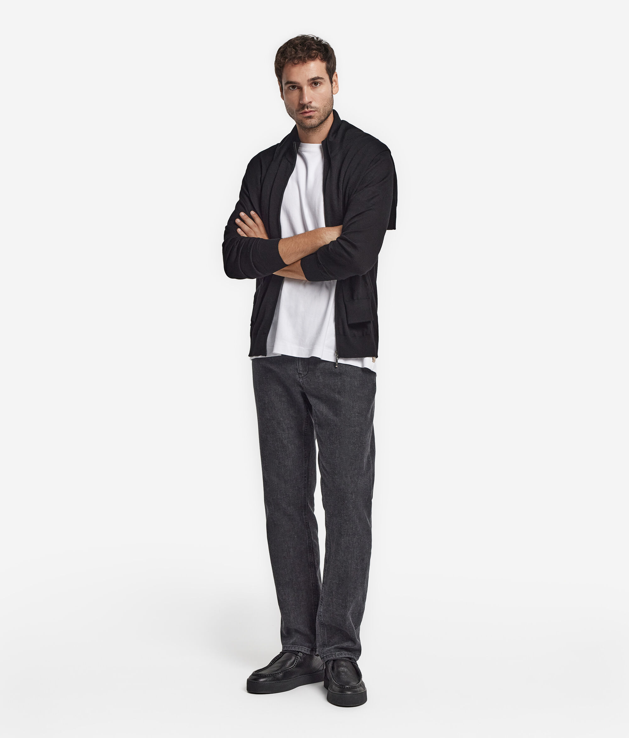 Cardigan con zip in Cashmere Ultrafine