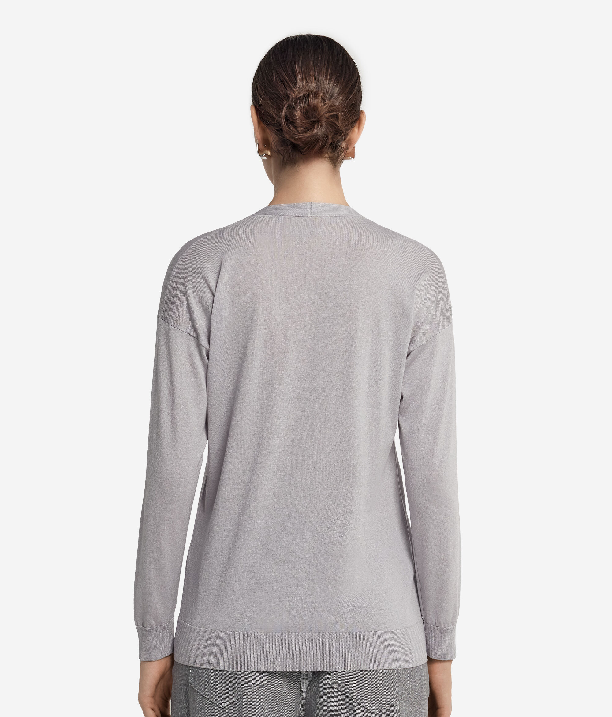 Long-Sleeved Silk and Cotton Cardigan