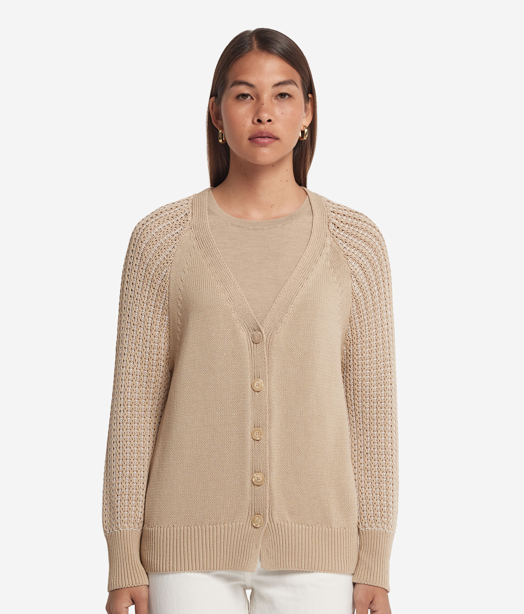 Cotton Cardigan with Detailed Sleeves