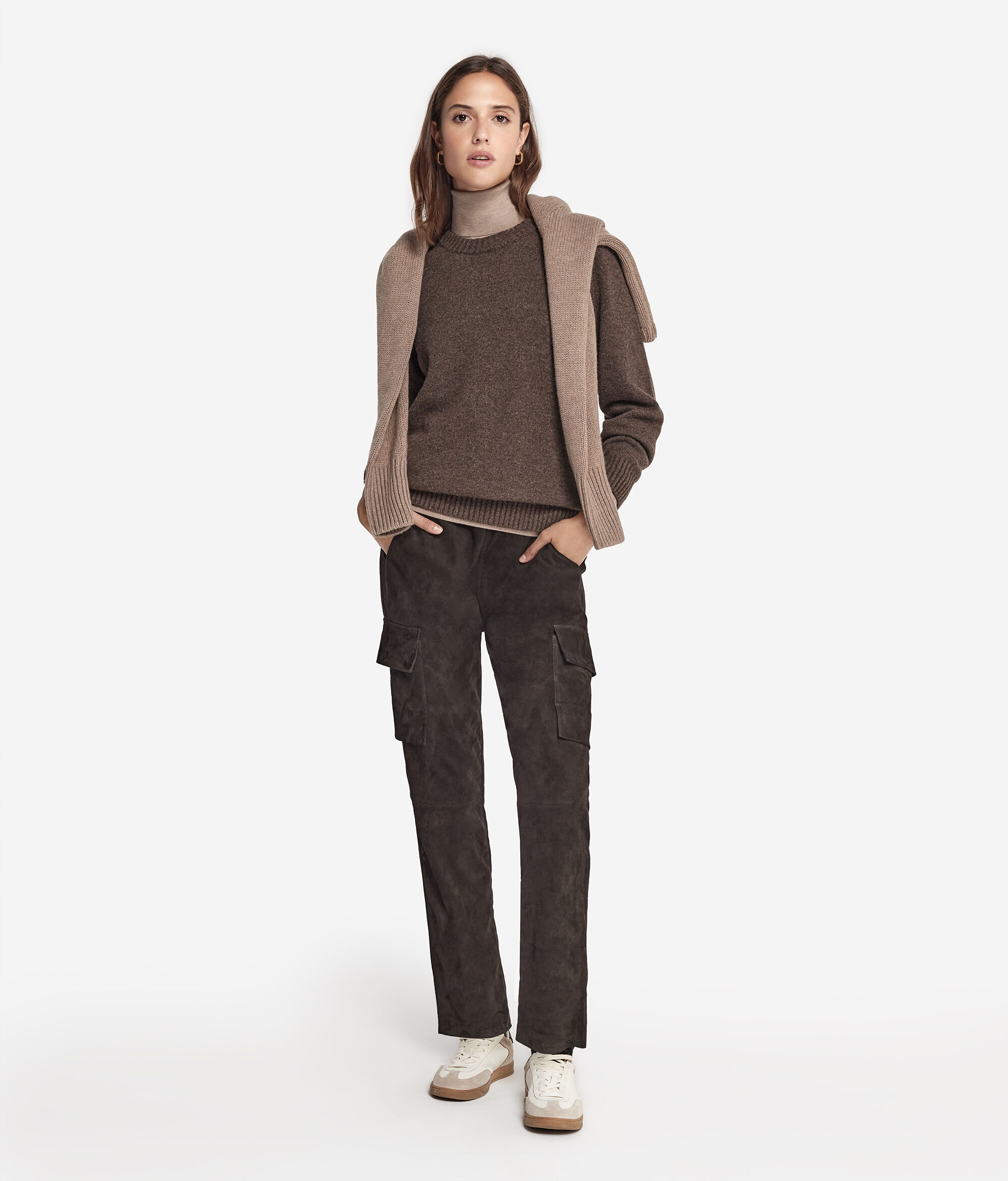 Maglia Girocollo con Spalla Martello in Cashmere Ultrasoft