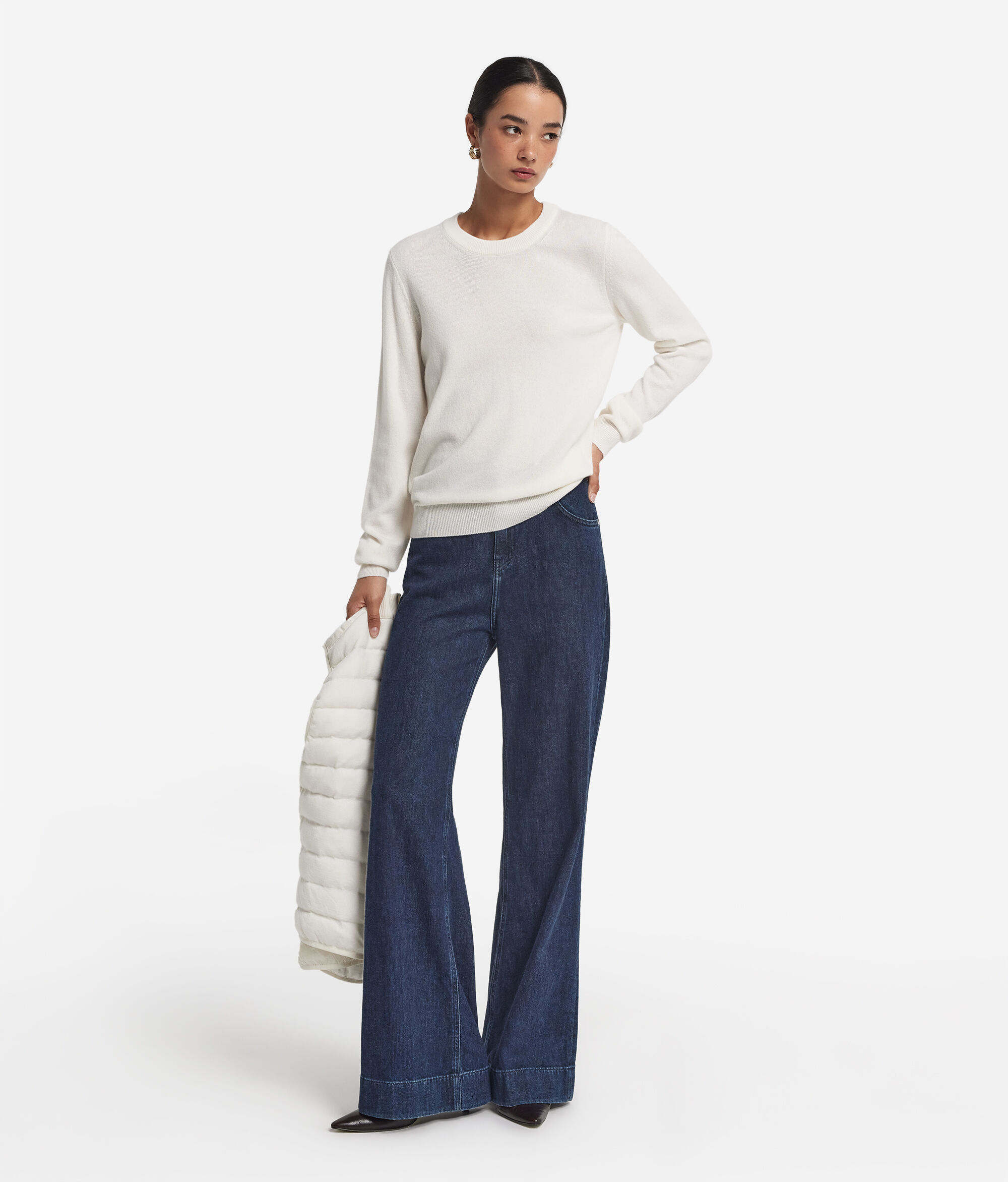 Pull à col rond et manches longues en cachemire ultra-doux