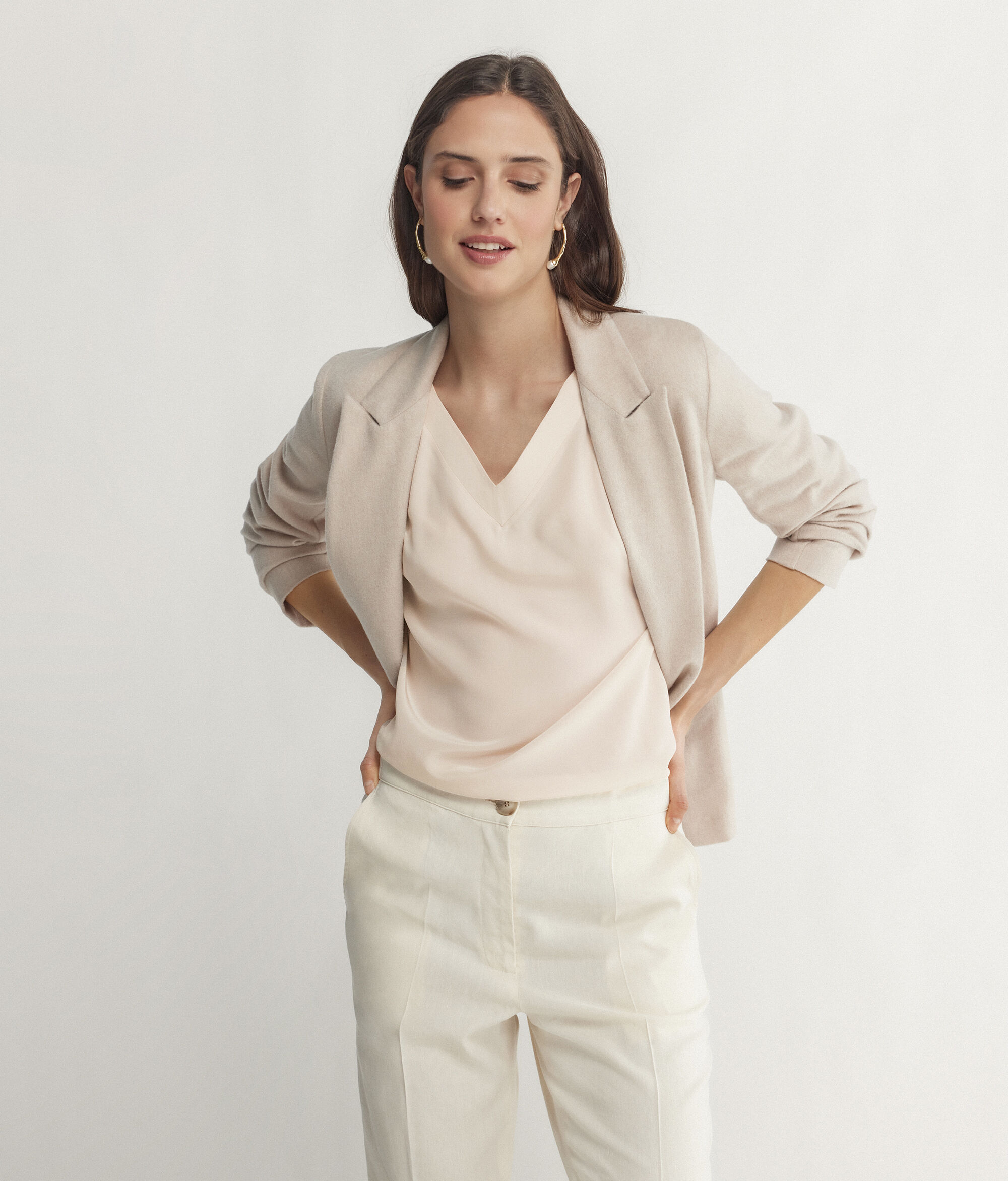 Silk V-Neck Kimono T-Shirt