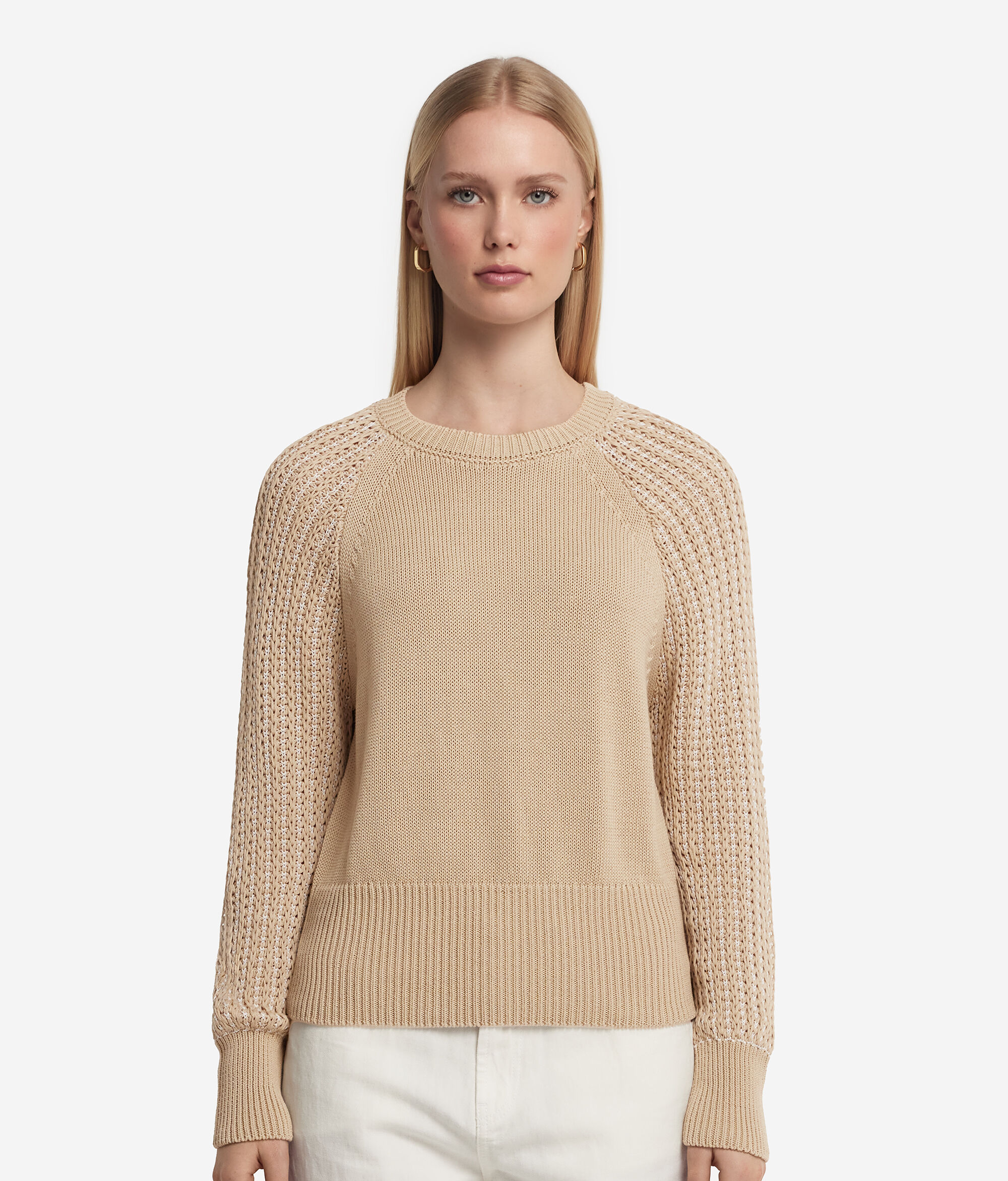 Round-Neck Jumper with Detailed Sleeves
