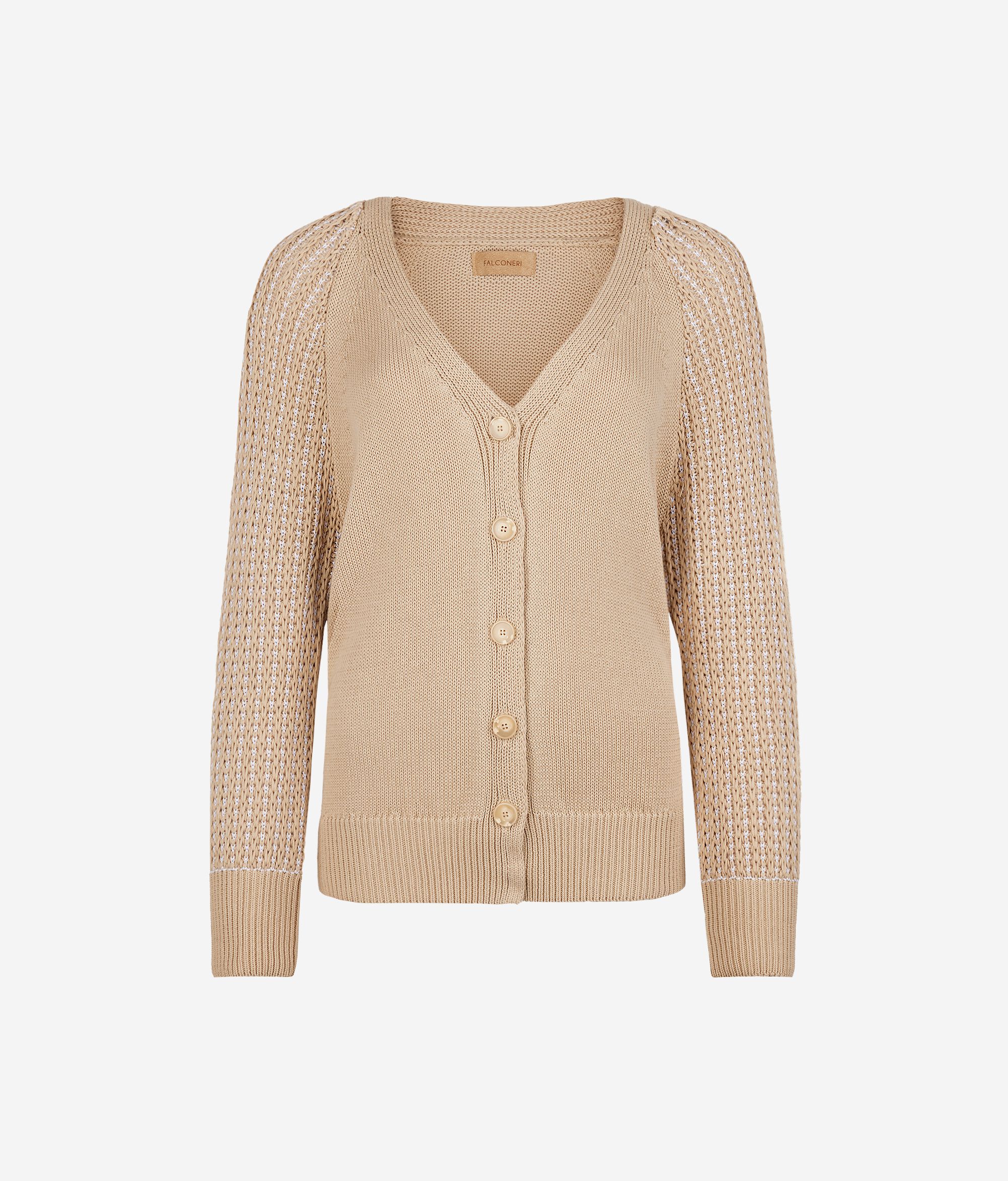 Cotton Cardigan with Detailed Sleeves