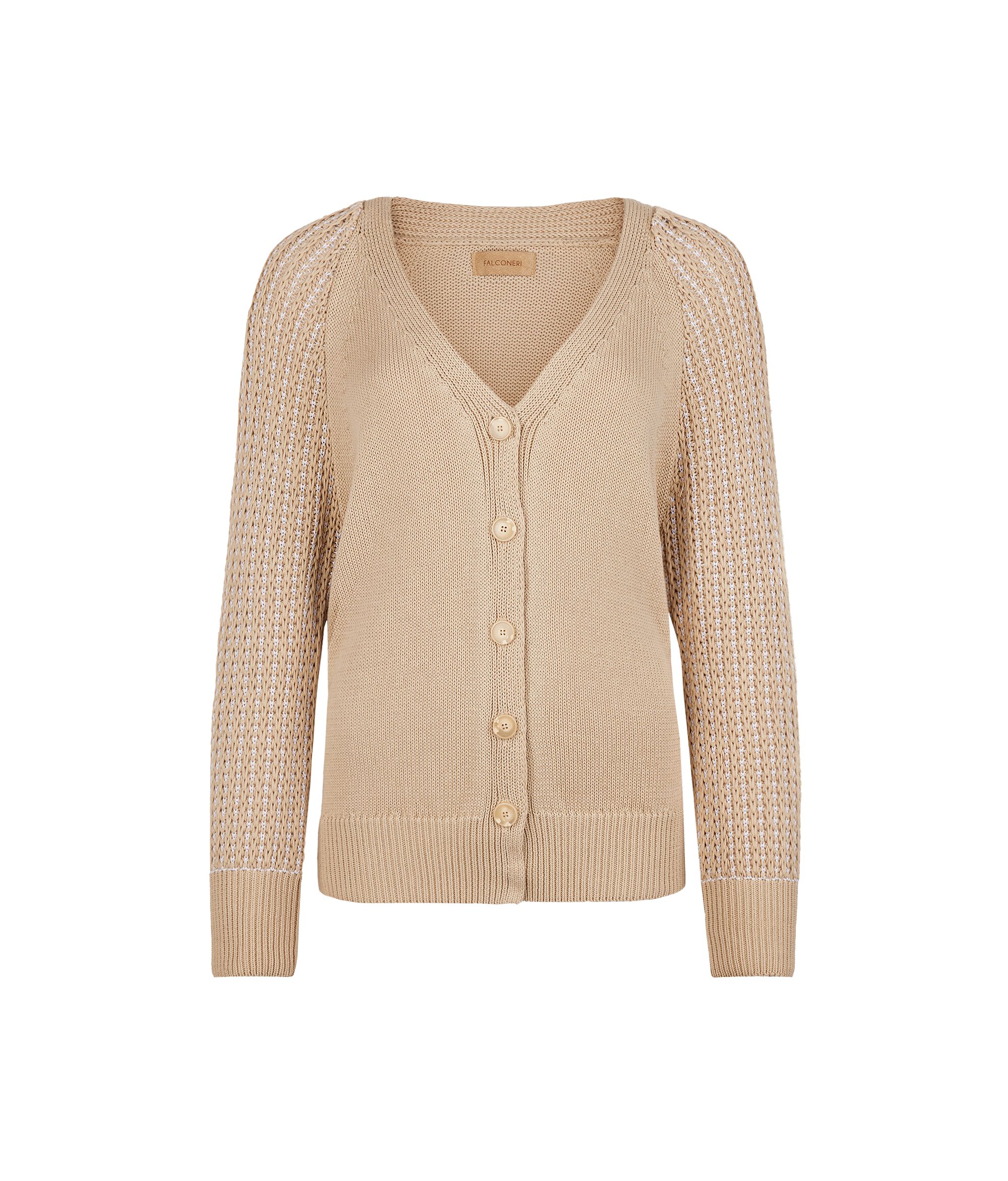 Cardigan in Cotone con maniche Lavorate