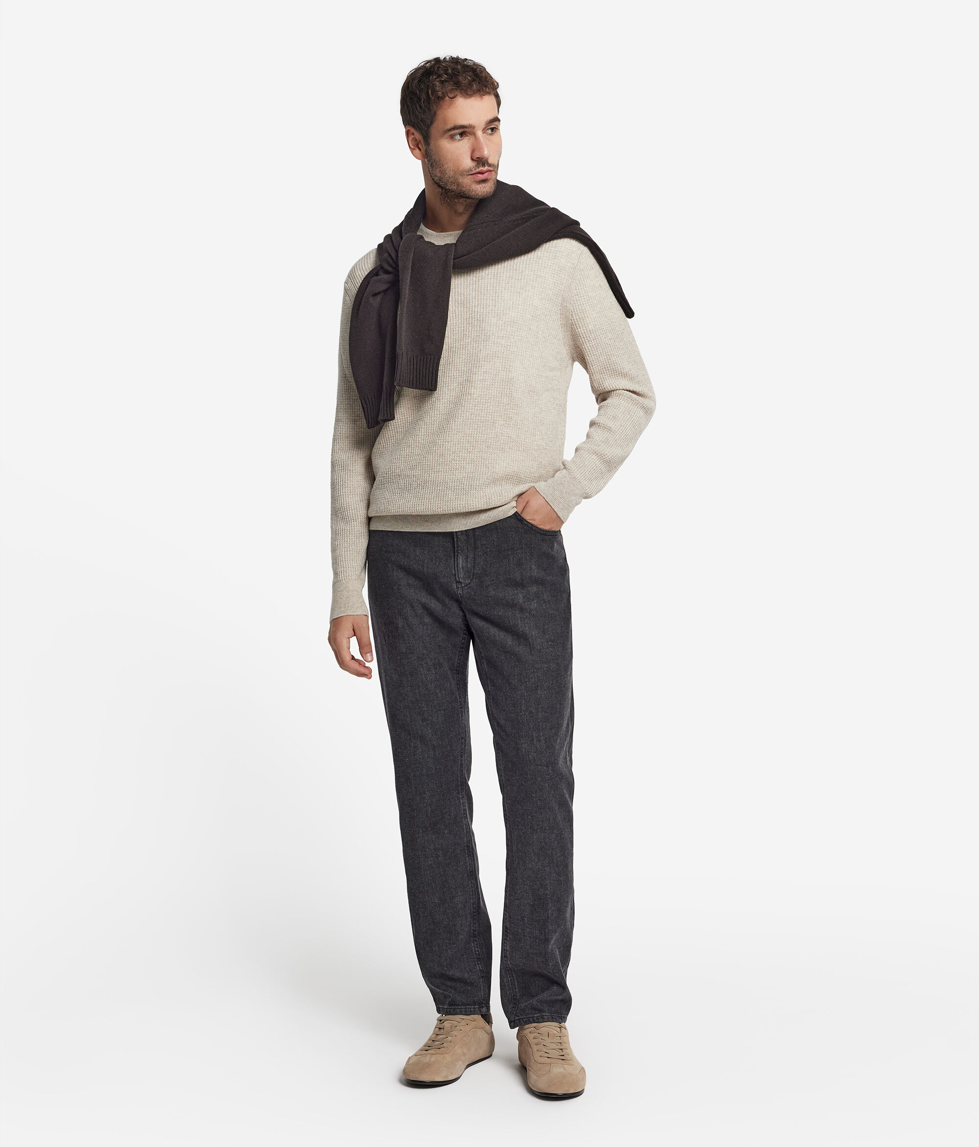 Girocollo punto waffle in Cashmere Ultrasoft