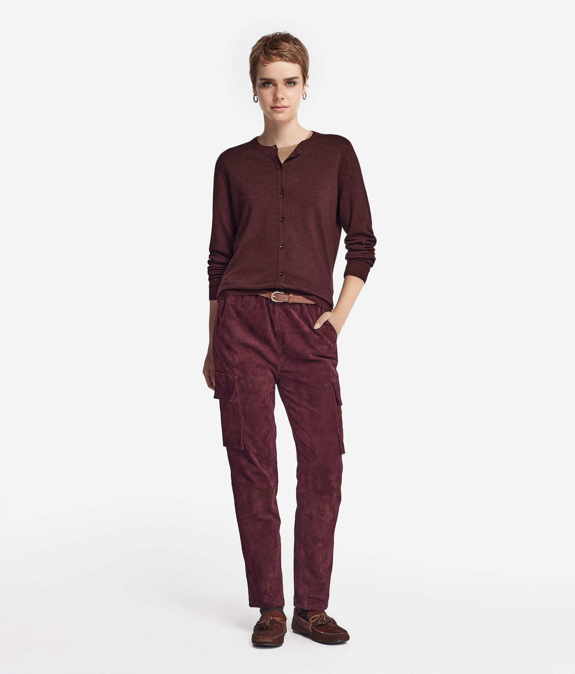 Cardigan com Decote Redondo em Ultrafine Cashmere