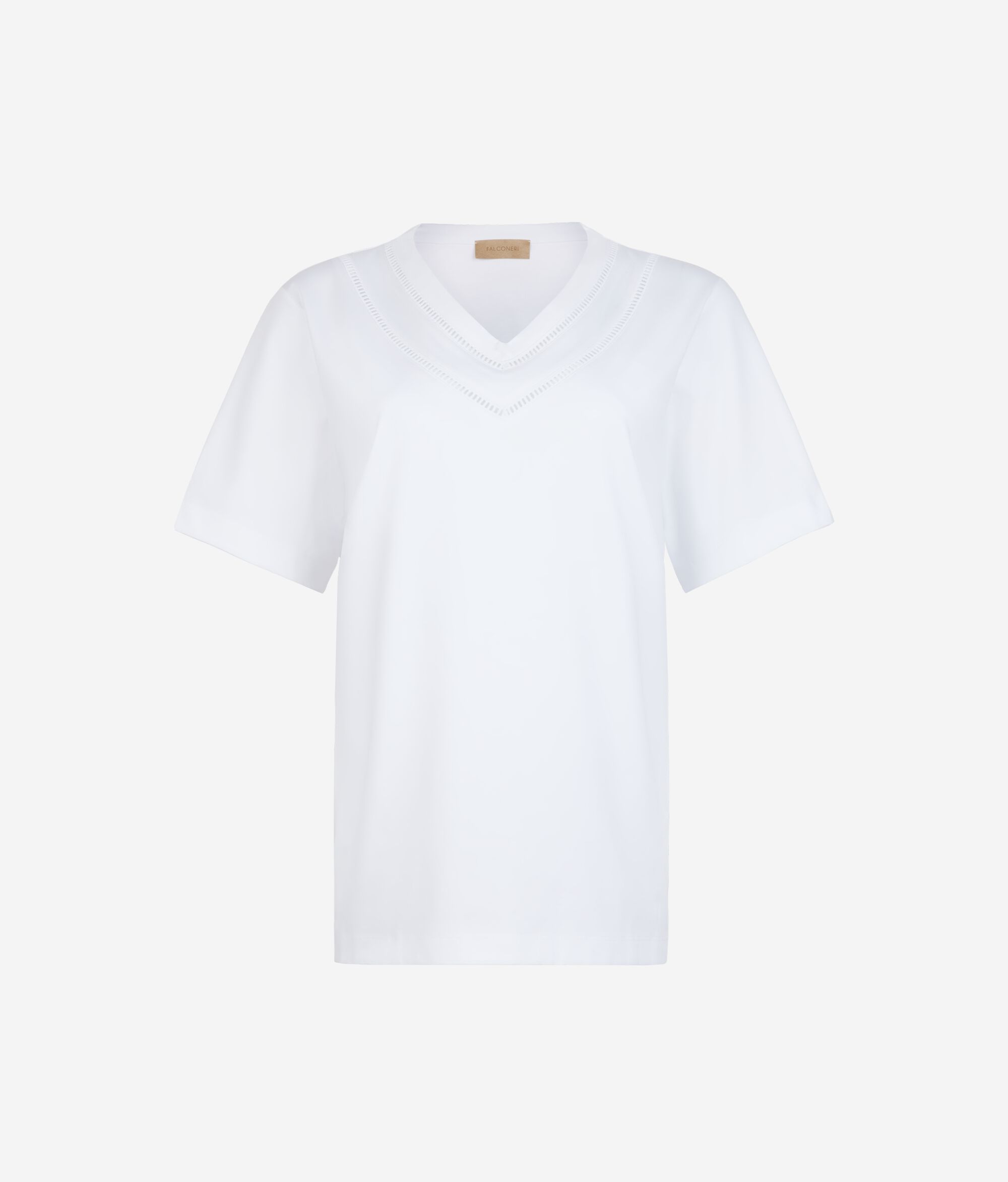 T-shirt en coton avec inserts en macramé