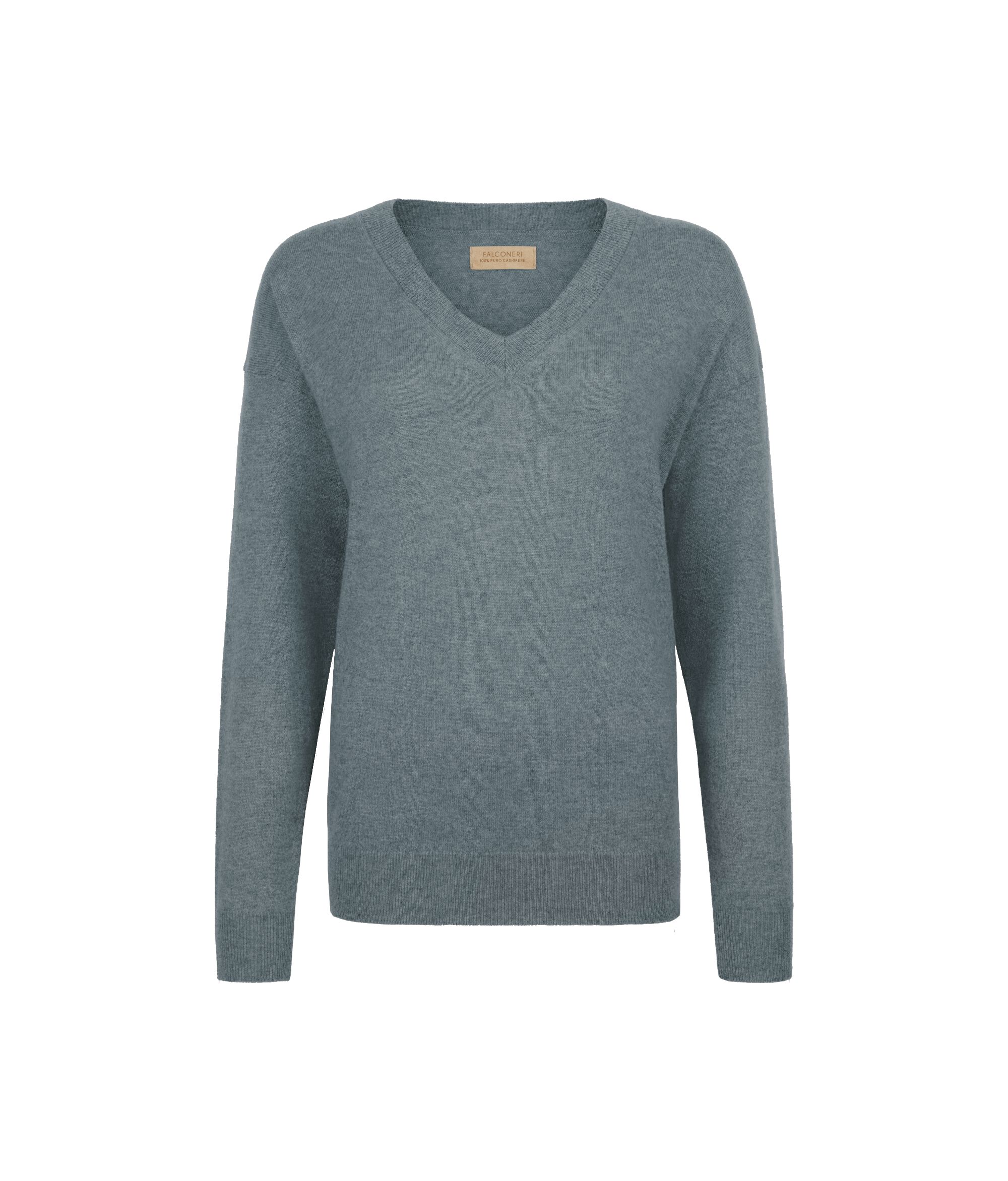 Jersey con cuello de pico de cashmere ultrasoft