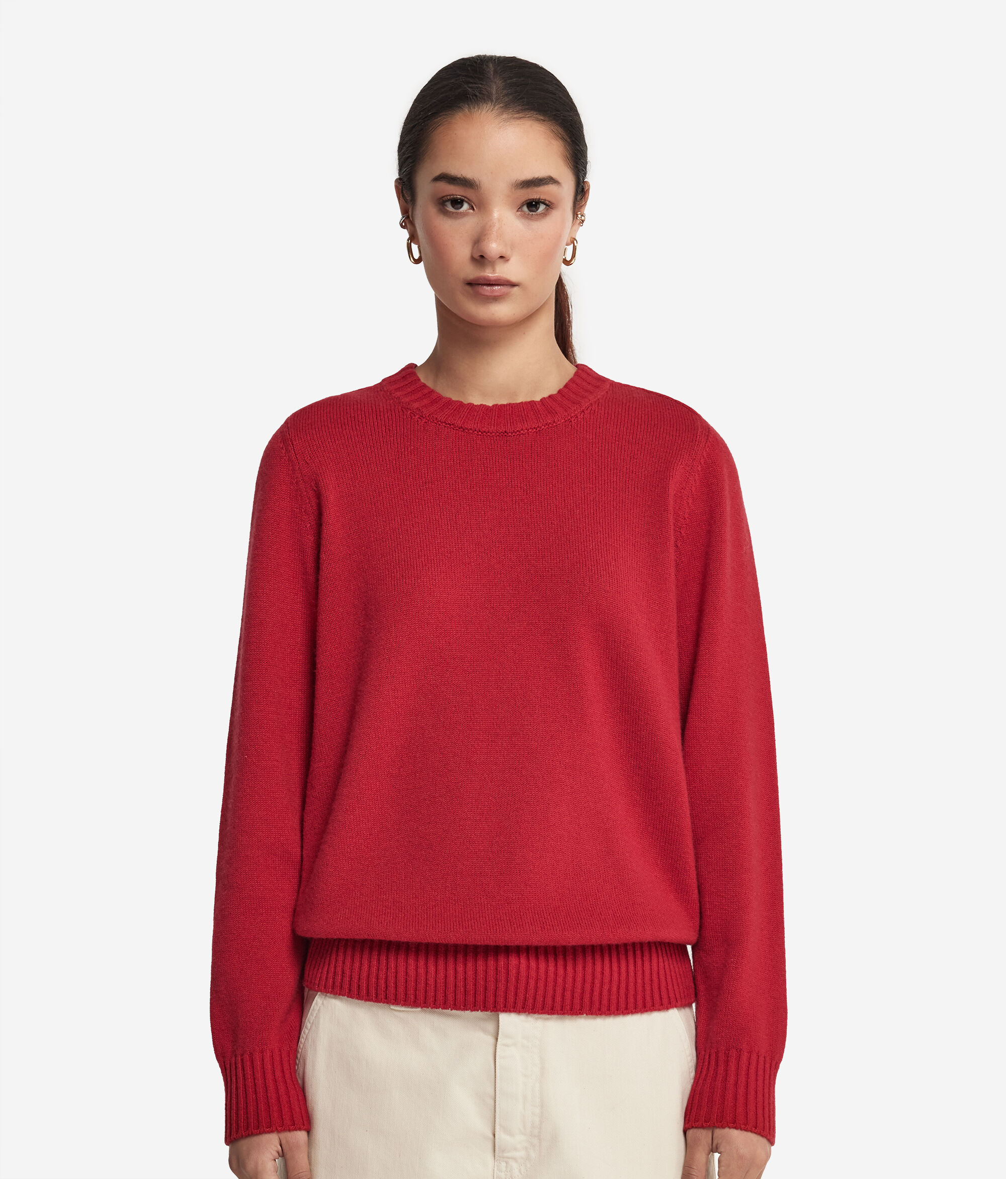 Maglia Girocollo con Spalla Martello in Cashmere Ultrasoft