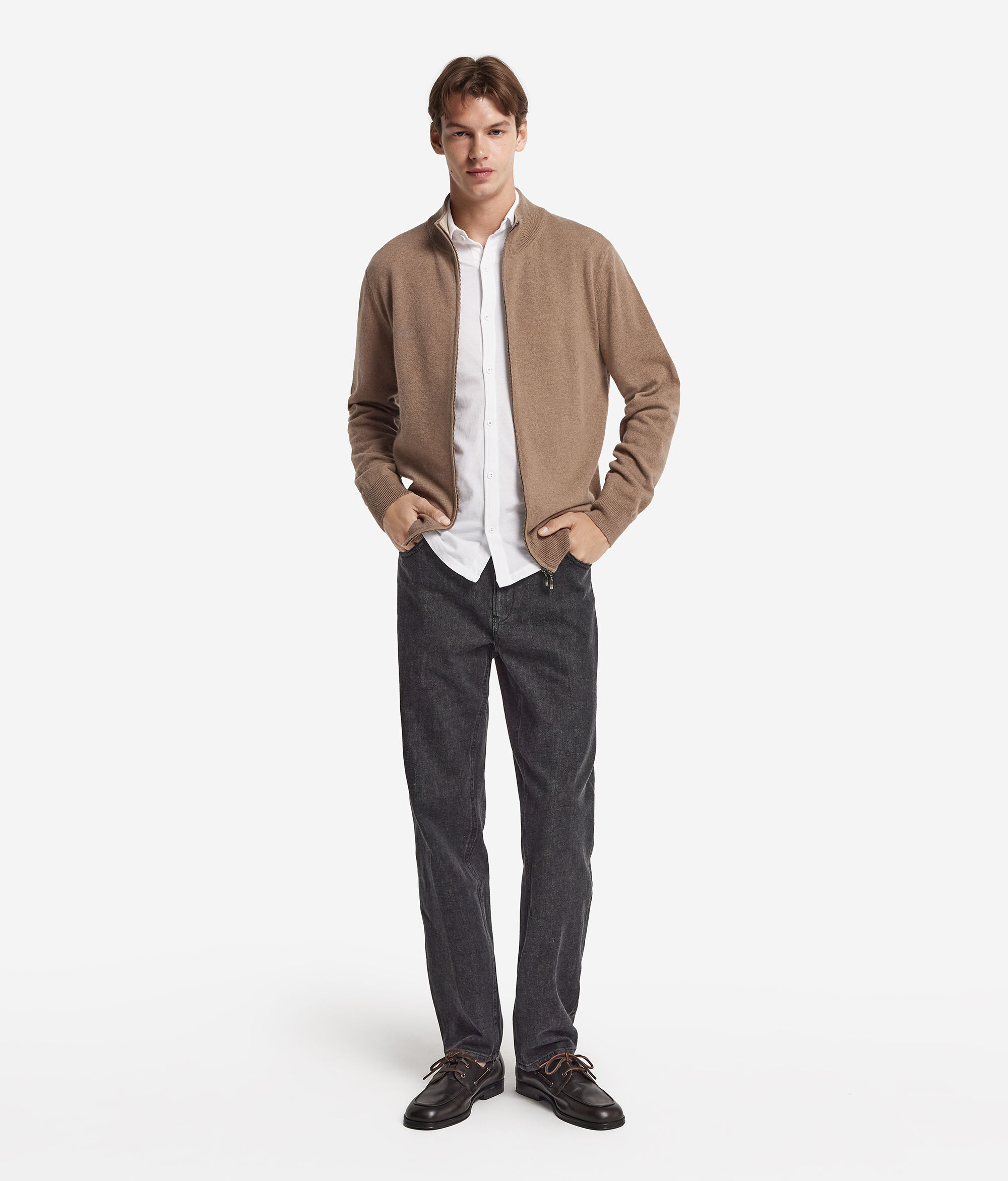 Cardigan com Fecho Completo em Ultrasoft Cashmere