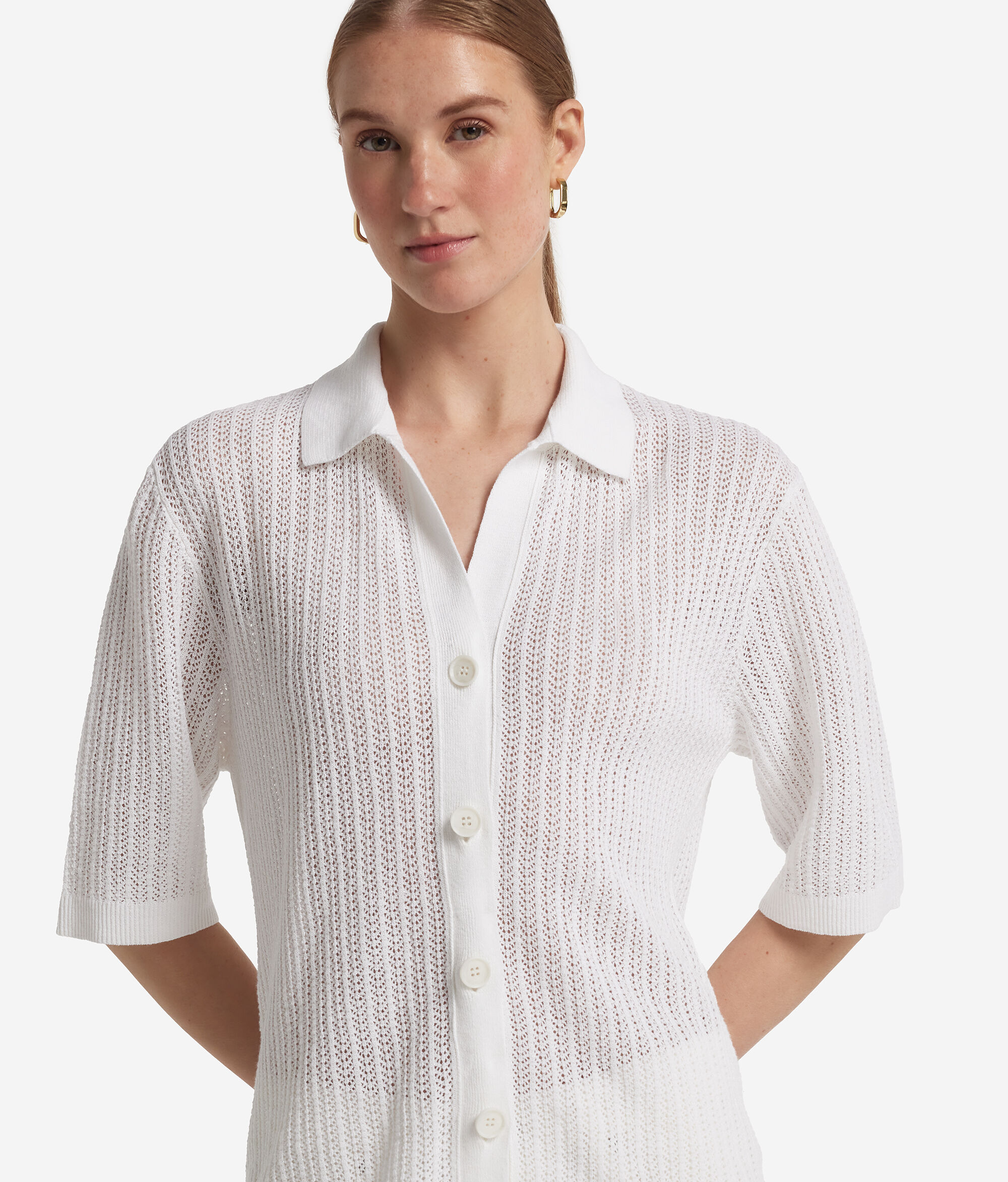 Cotton Shirt with Fretted Ribbing