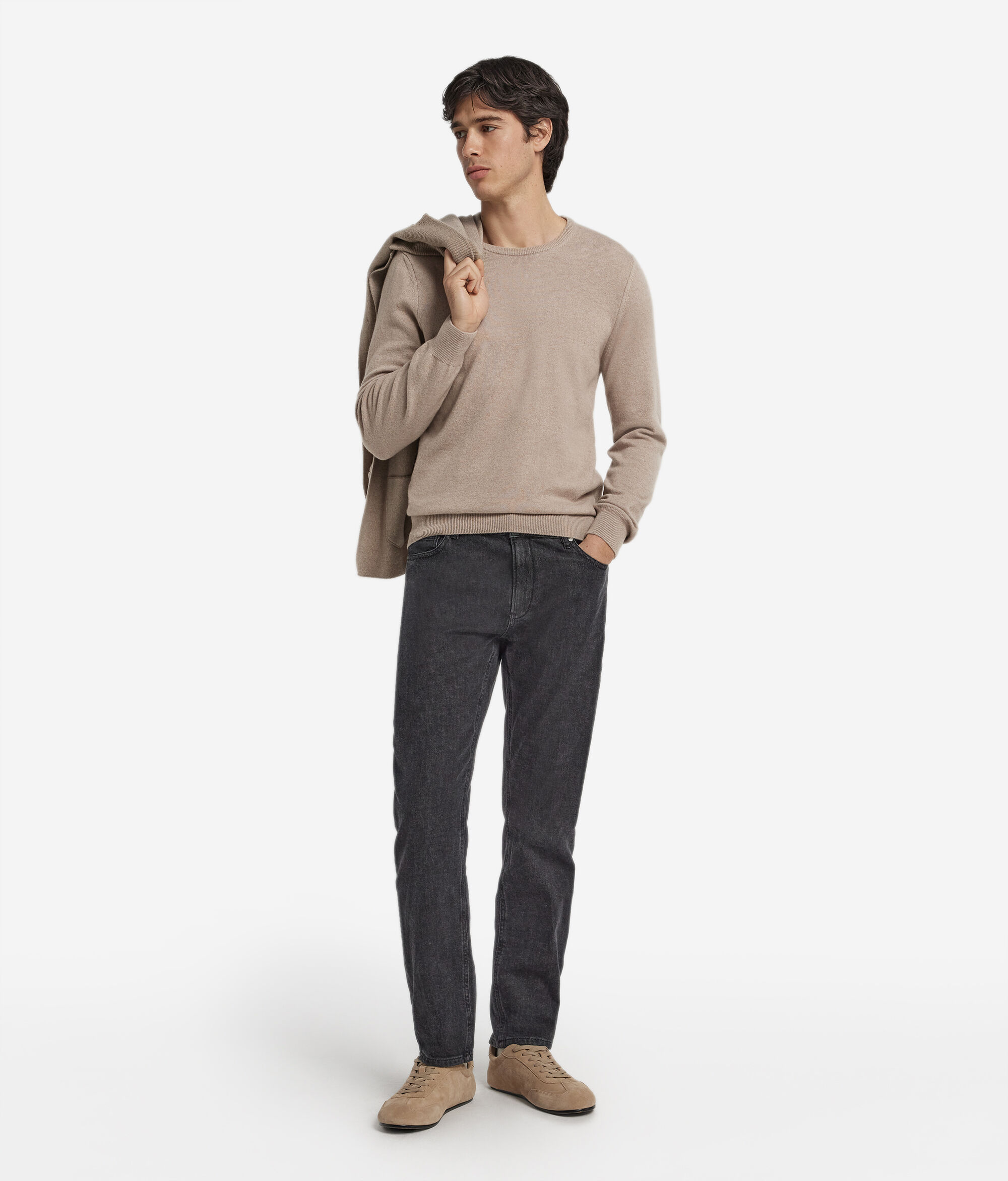 Pull home en cachemire ultra-doux à col rond
