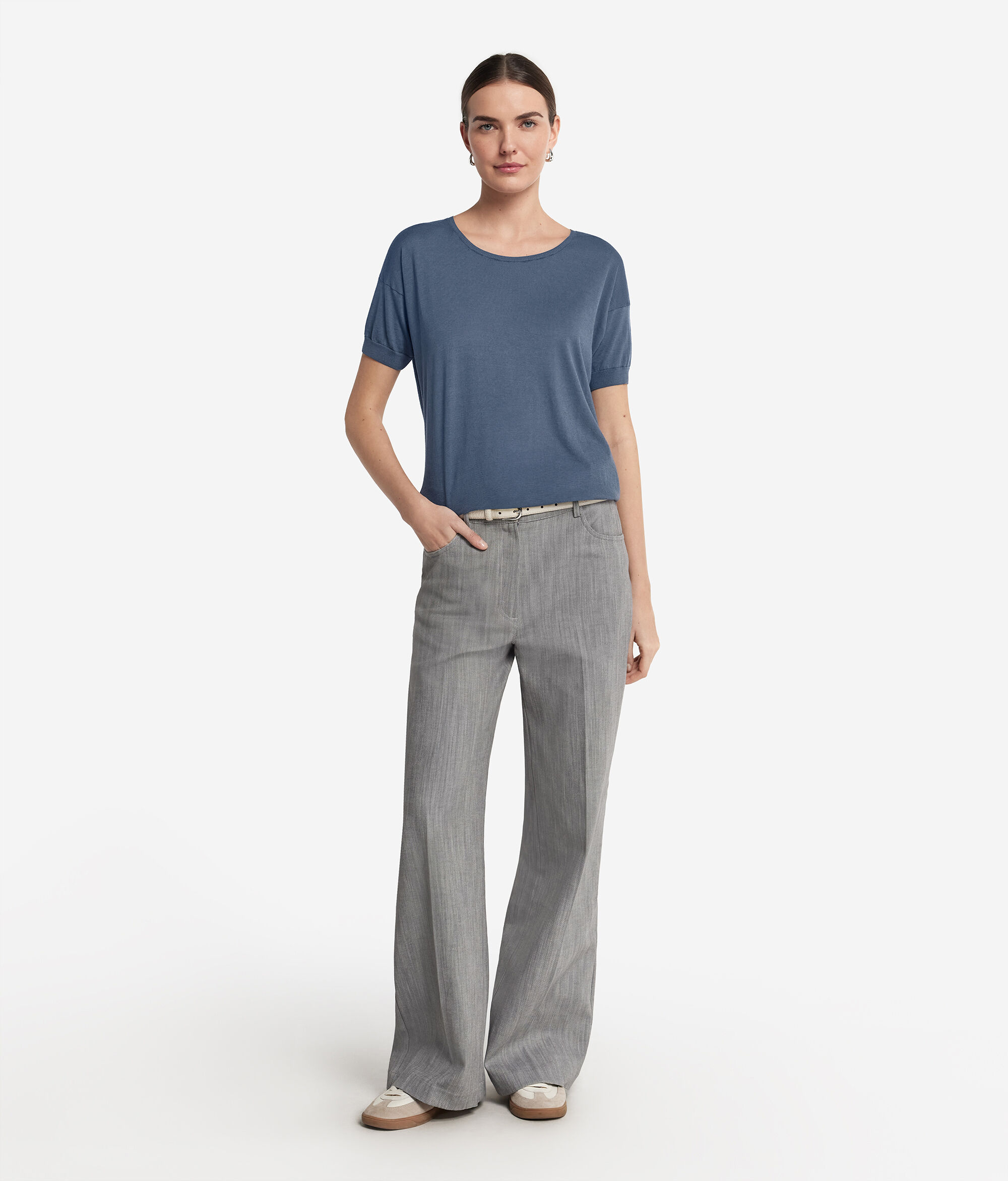 Bisiklet Yaka Pamuklu İpek Bluz