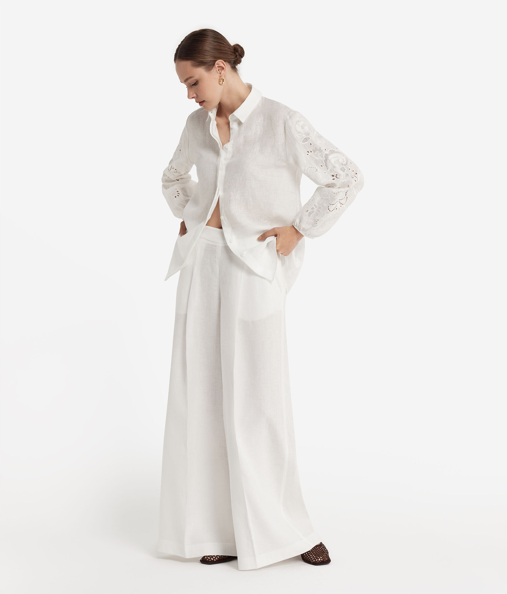 Embroidered linen shirt