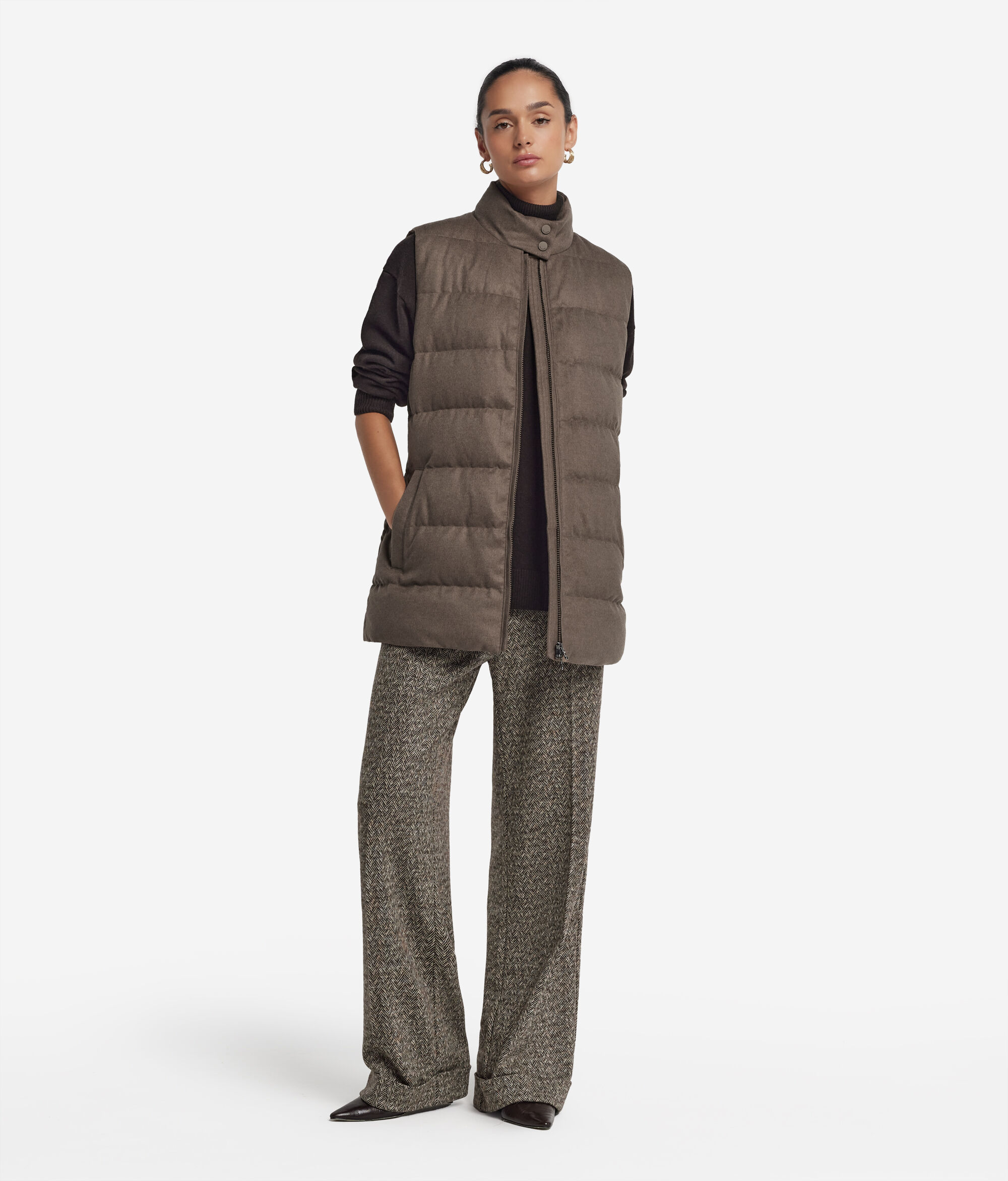 Silk and cashmere down vest