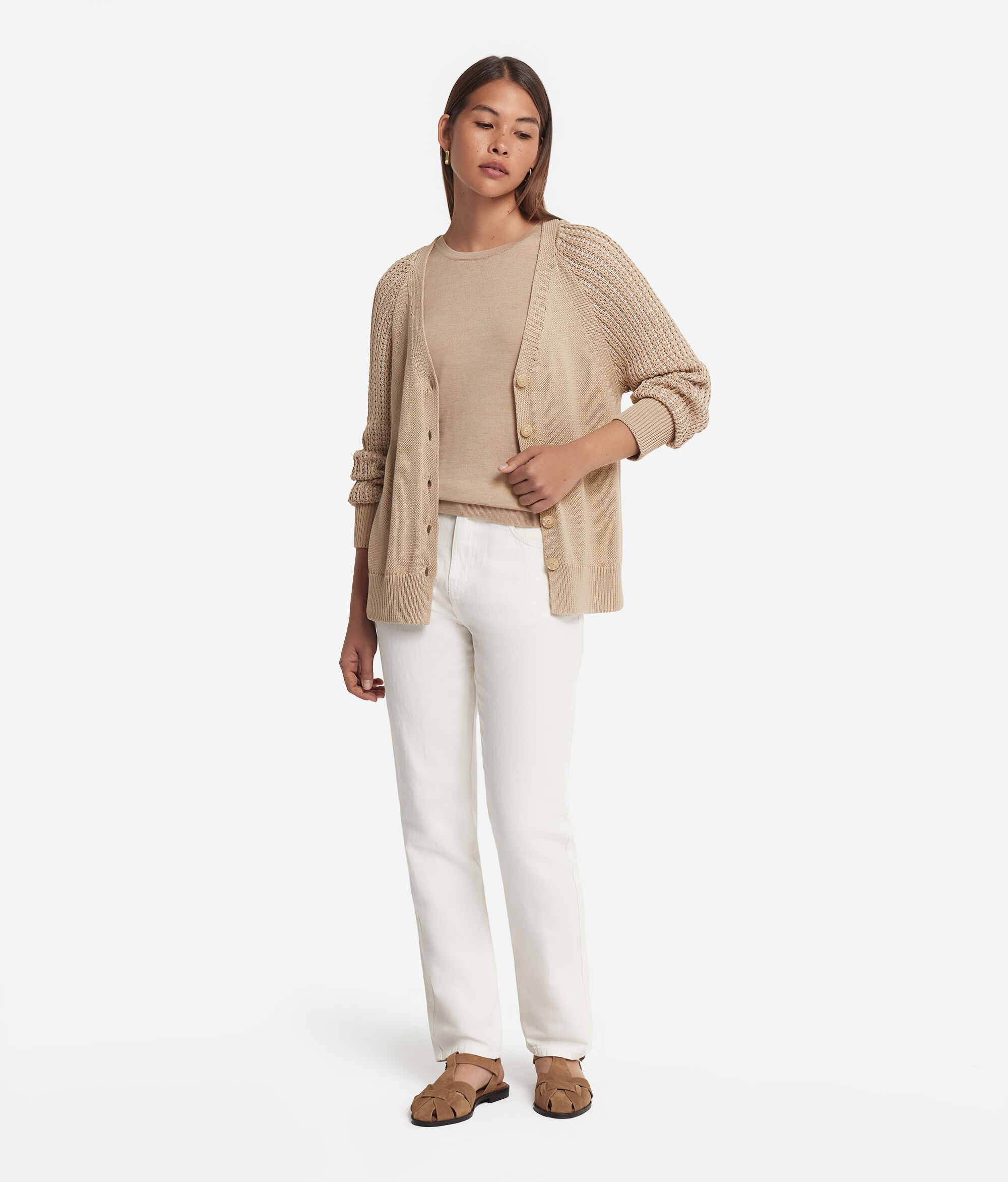 Cotton Cardigan with Detailed Sleeves