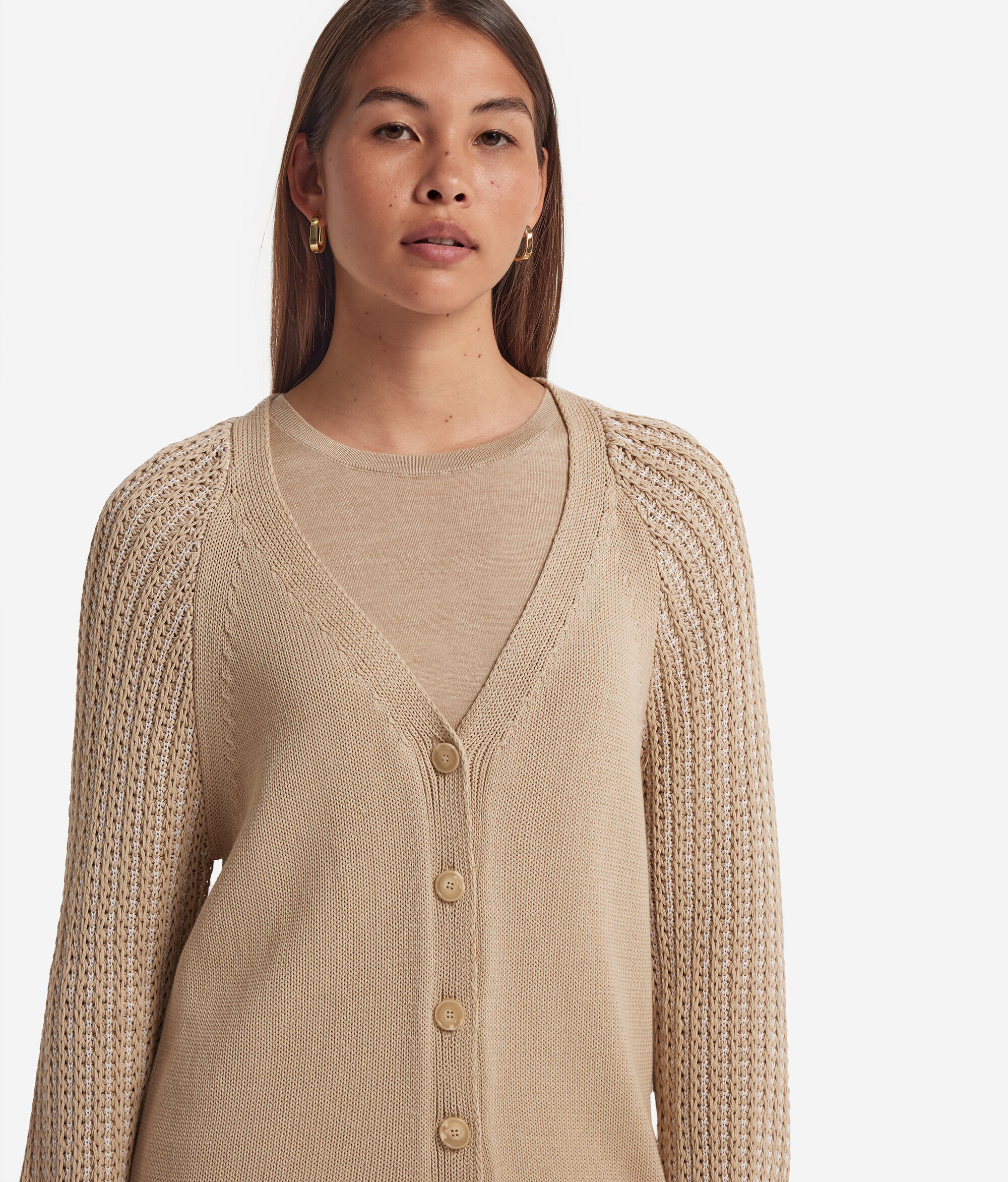 Cotton Cardigan with Detailed Sleeves