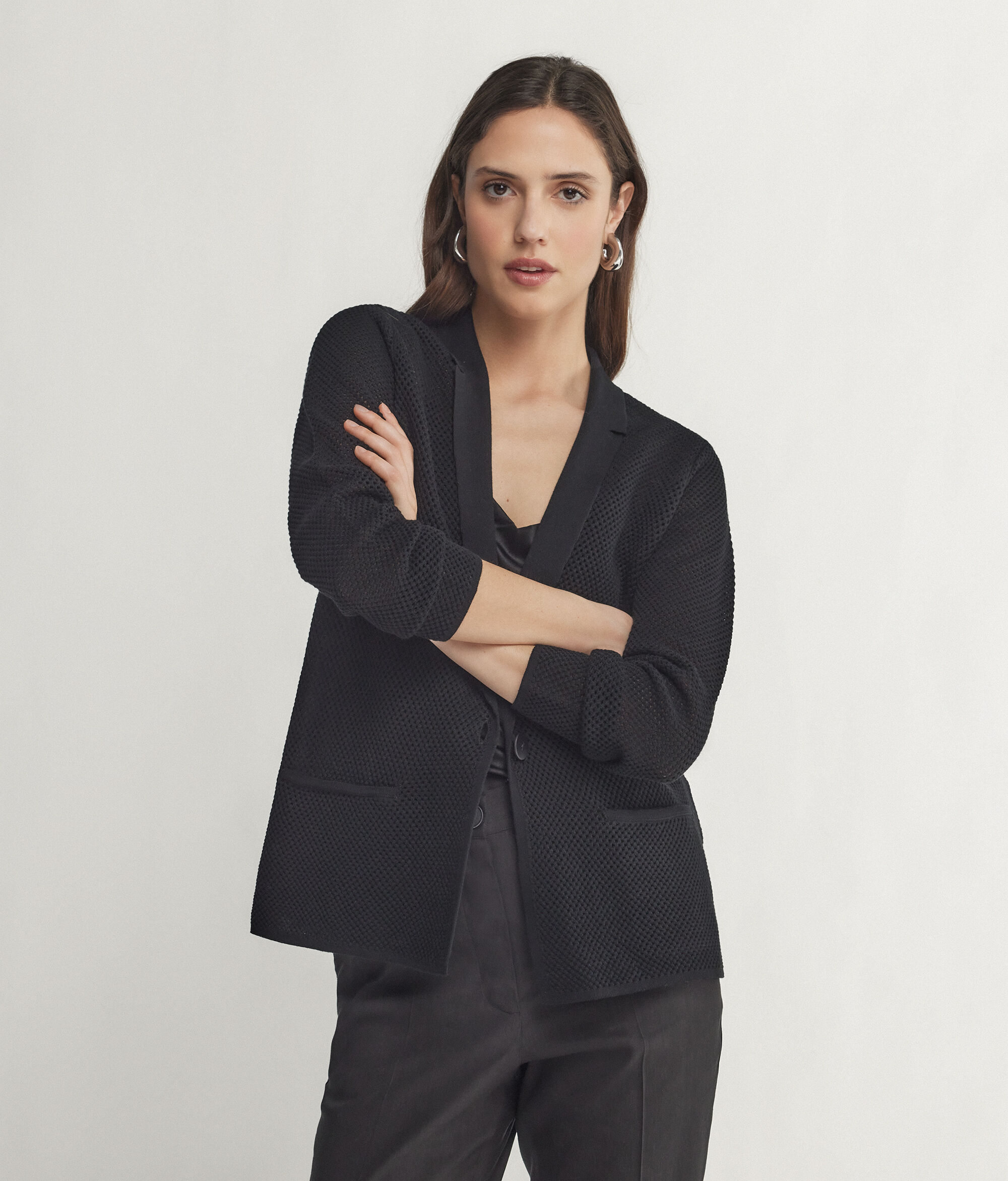 Chaqueta calada bicolor