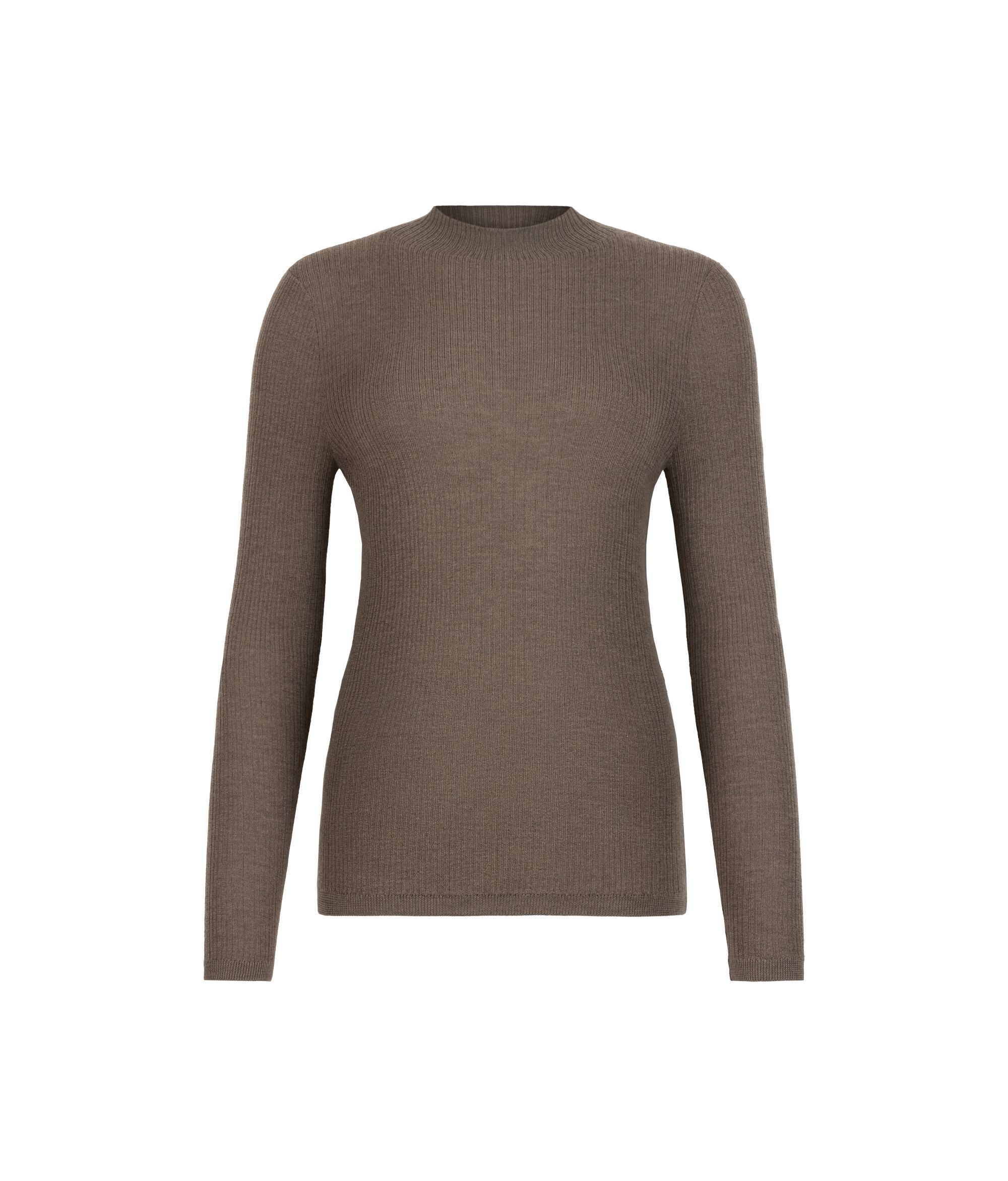 Jersey de cuello alto de canalé de Cashmere Ultrafine
