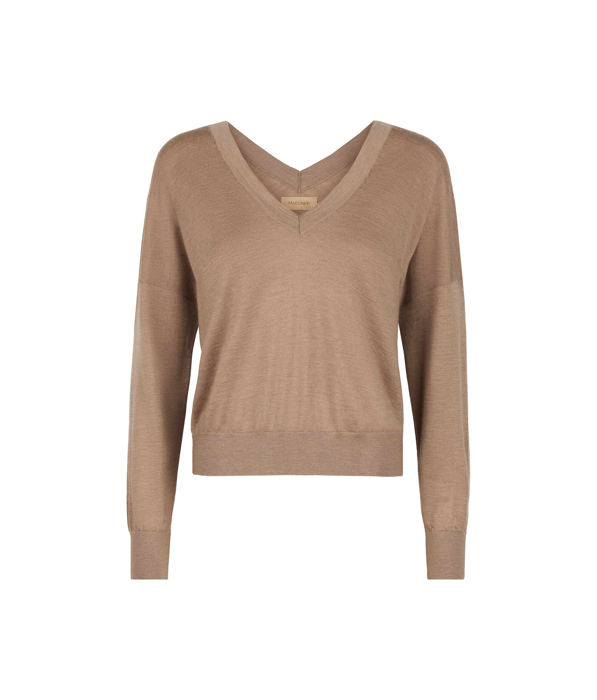Jersey con cuello de pico doble de cashmere ultrafine