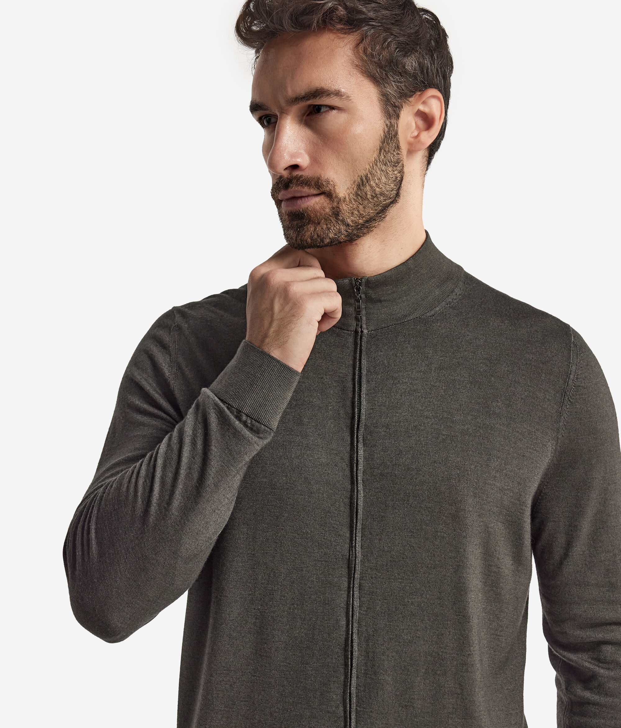 Cardigan con Zip in Cashmere