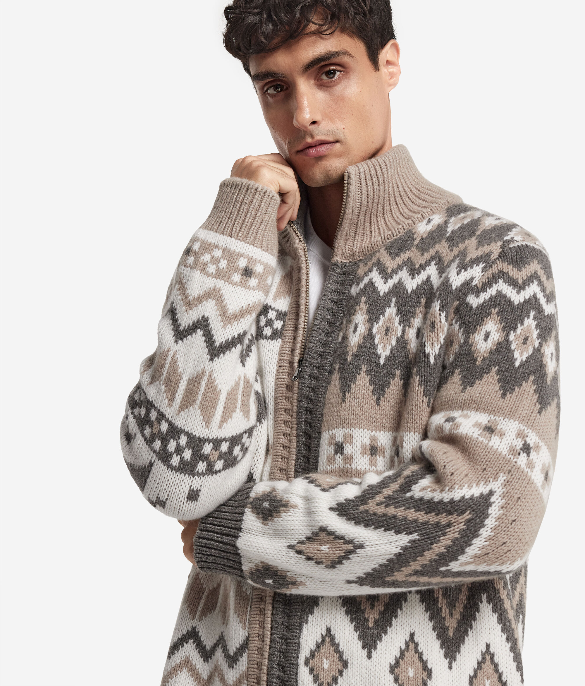 Blusão Jacquard em Caxemira