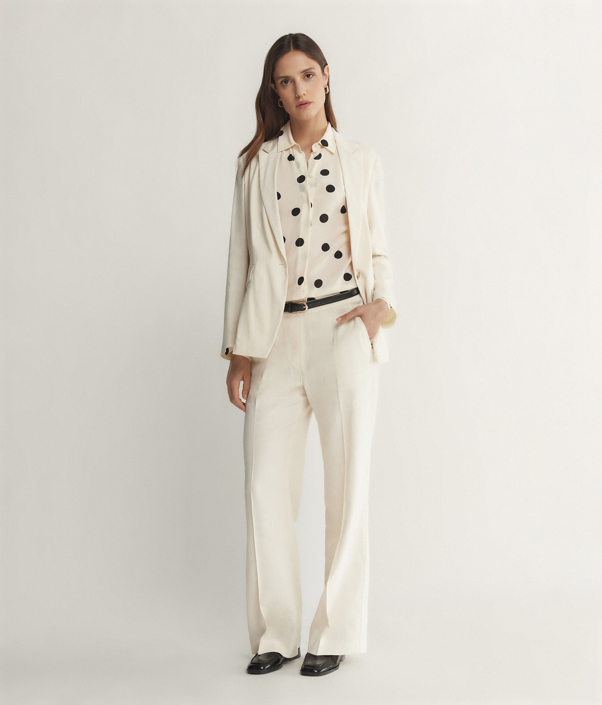 Linen Viscose Wide-Leg Trousers