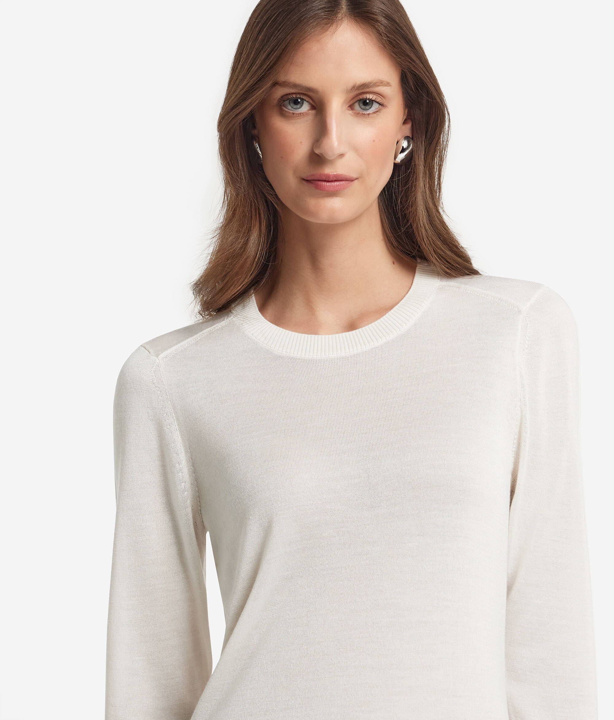 Μπλούζα με Στρογγυλή Λαιμόκοψη από Cashmere και Μετάξι